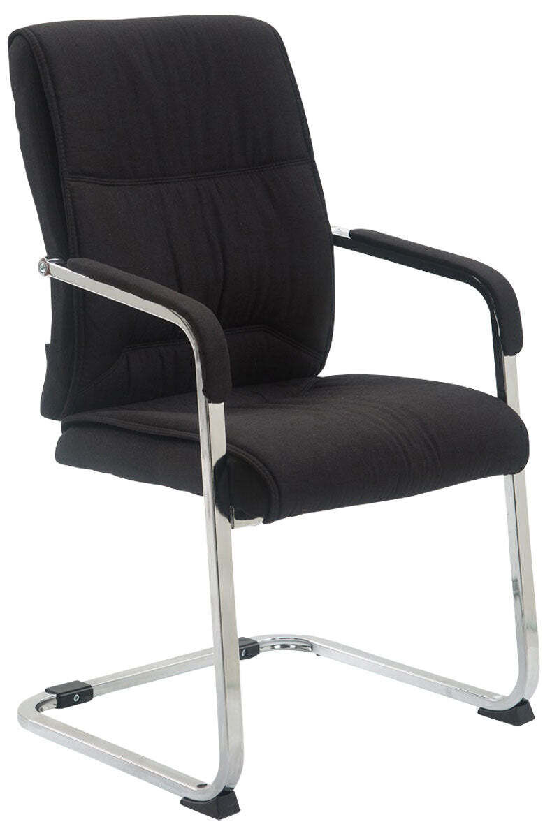 Chaise De Visiteur Xxl Sans Roulettes Confortable Et Design En Tissu Noir Bur10694
