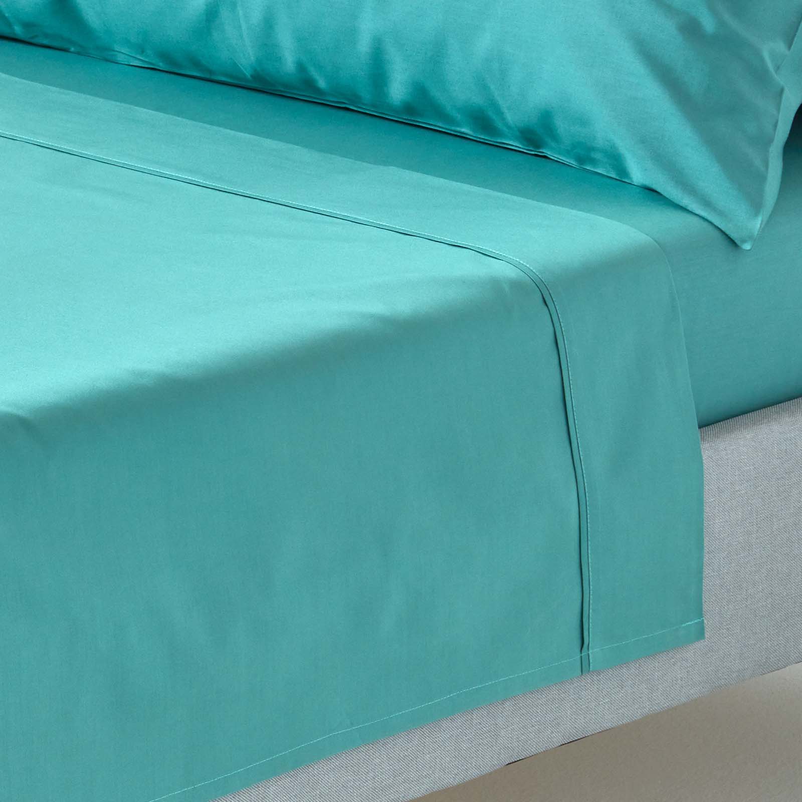 Drap Plat 230x255cm Turquoise Coton Égyptien 200tc Homescapes