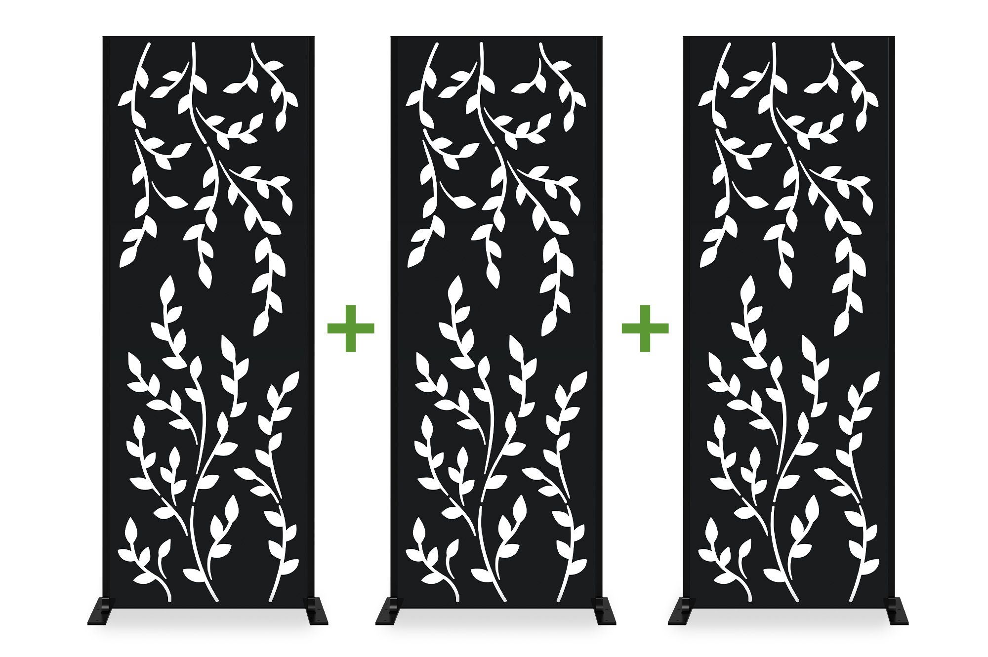 Casanoov Lot De 3 Panneaux Décoratifs Folya Noir H.160 Cm Motif Intégral