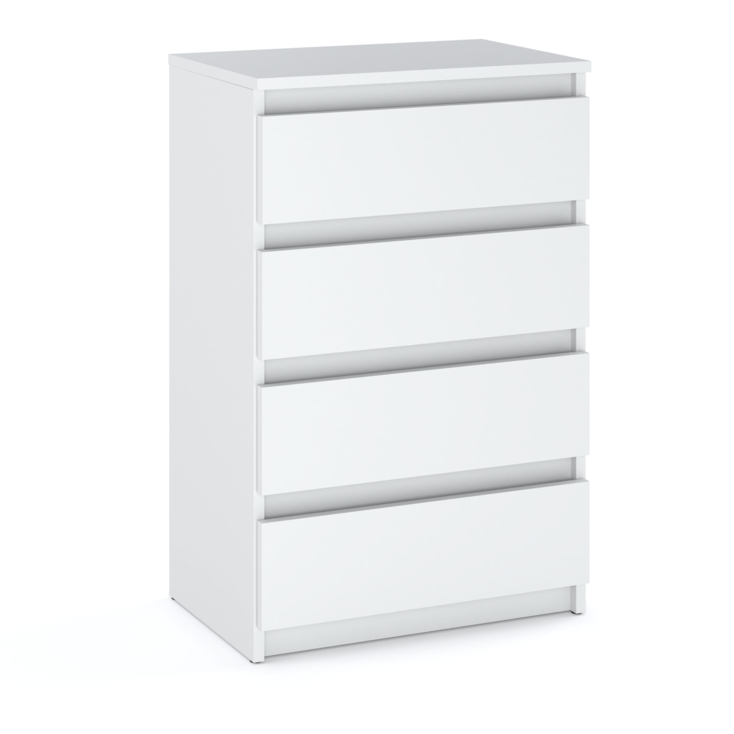 Commode Blanche Avec 4 Tiroirs 60 Cm - Meuble Tv, Mobilier Pour Salon, Chambre, Style Loft