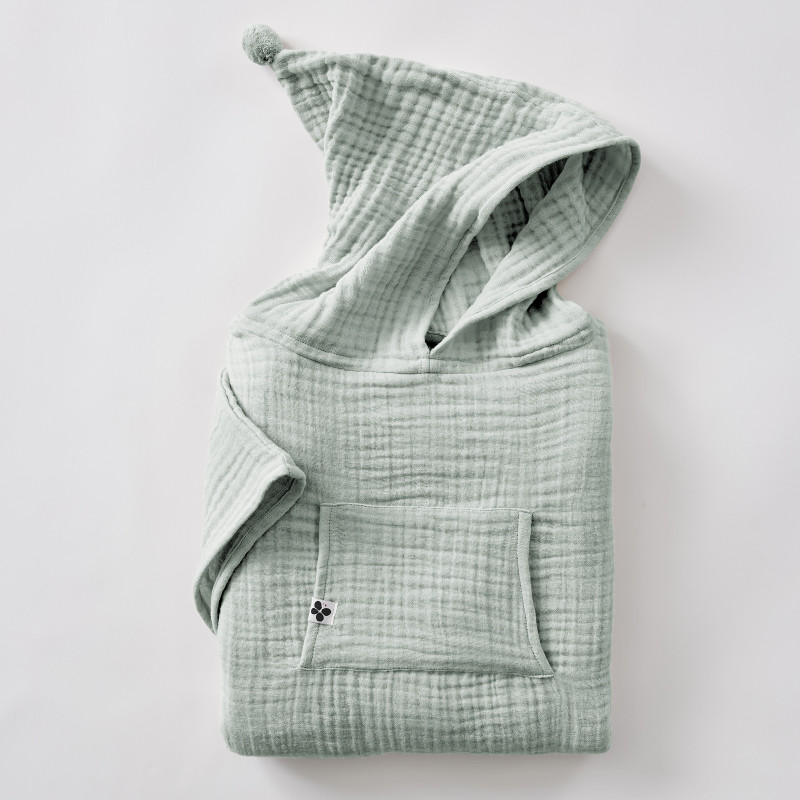 Poncho Enfant Mixte Gaze De Coton Unie Gaïa L'Effet Papillon - Gaia Eucalyptus - - Gaia Eucalyptus - 6 À 10 Ans