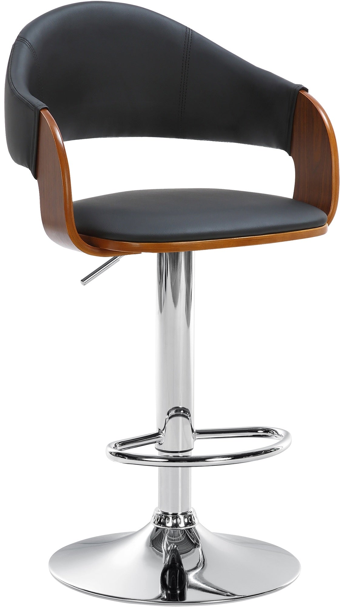 Tabouret De Bar Design Rétro Chic Assise En Pvc Noir Et Bois Noyer Piètement 10_0005289