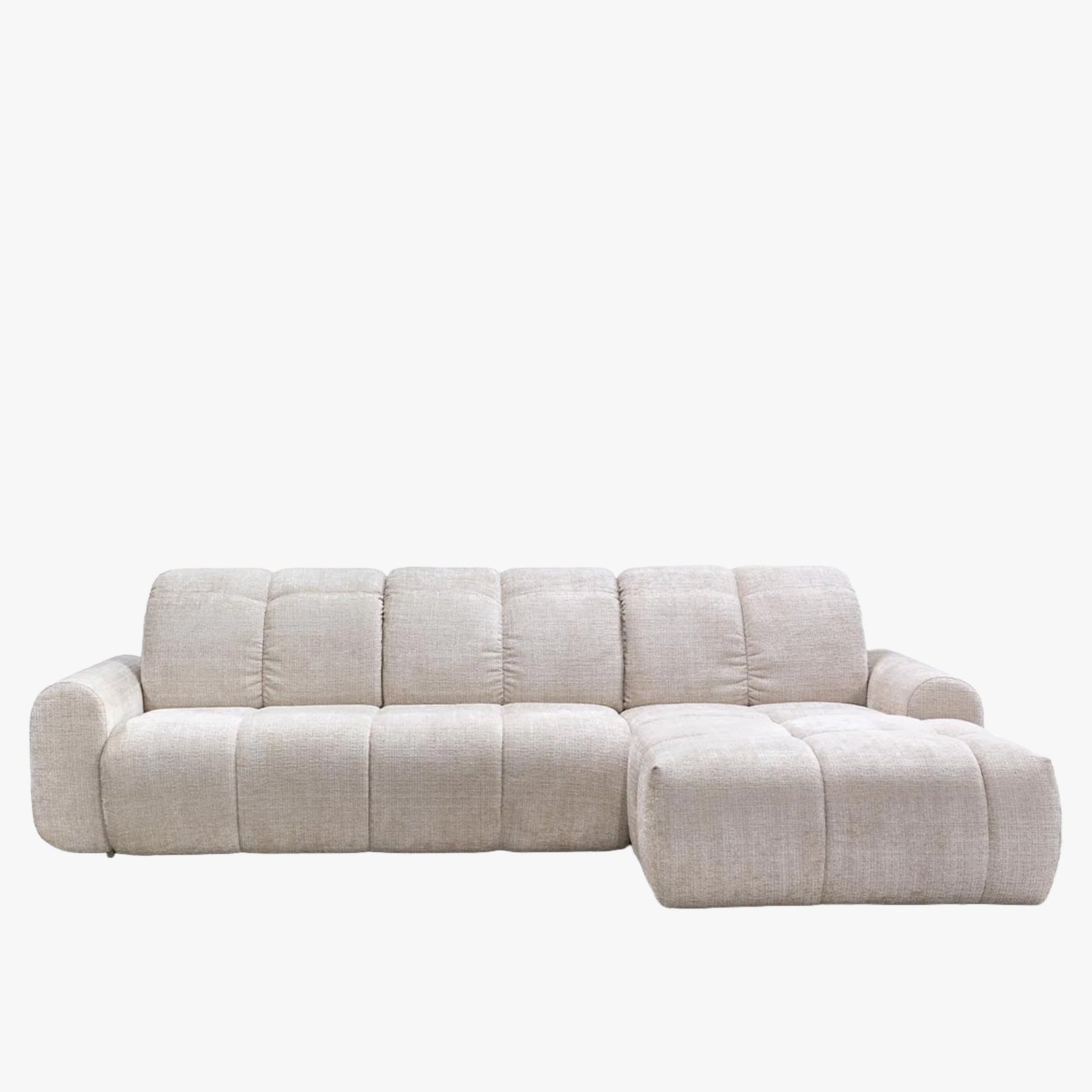 Elios - Canapé D'angle Convertible Avec Coffre En Tissu Beige - Angle Droit