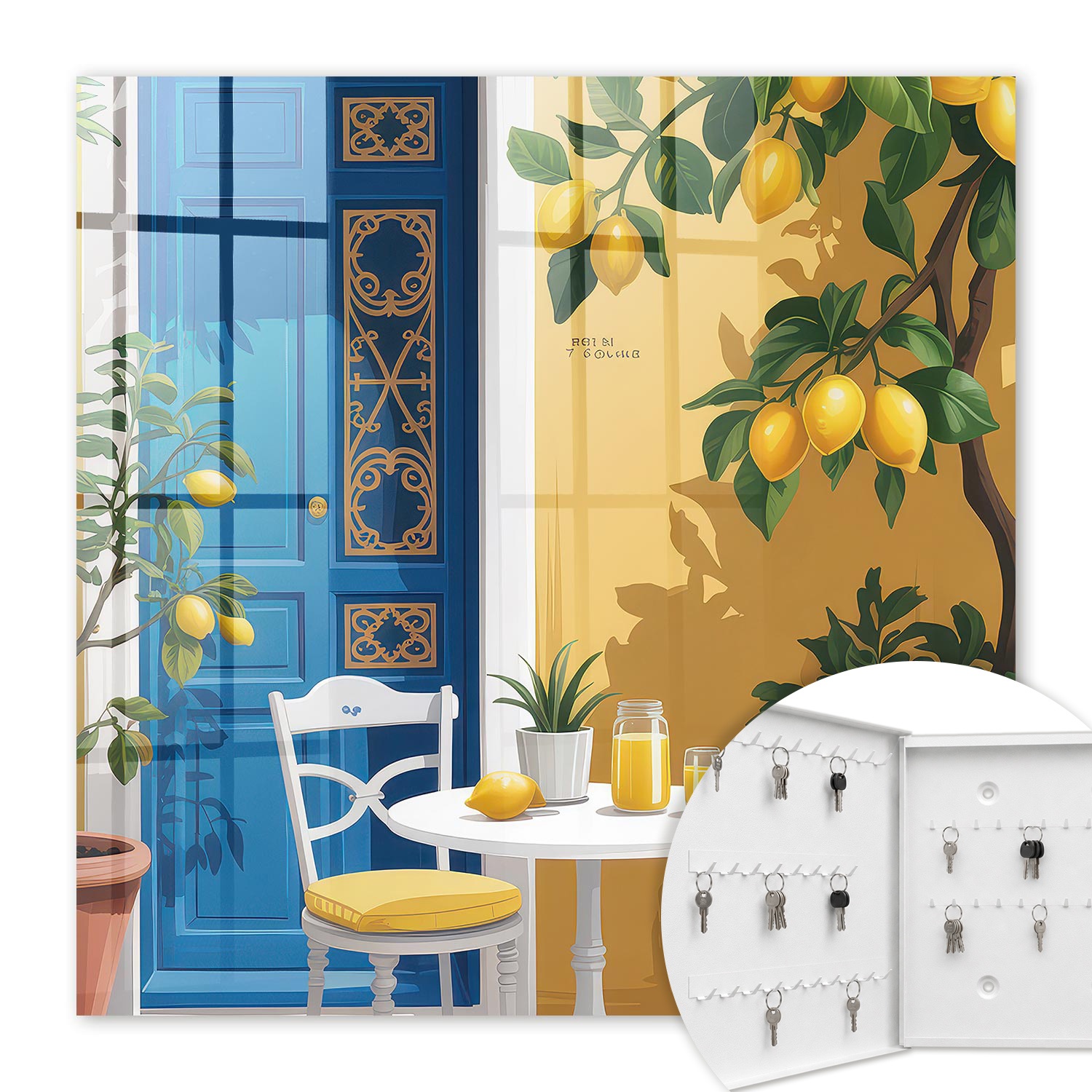 Armoire À Clés - (30 Cm X 30 Cm) - Boîte À Clés Murale - Coffret De Rangement Pour Clés - Couleur Blanche - Ouverture Vers La Gauche - Pour Maison Et Bureau - Jardin D'Été