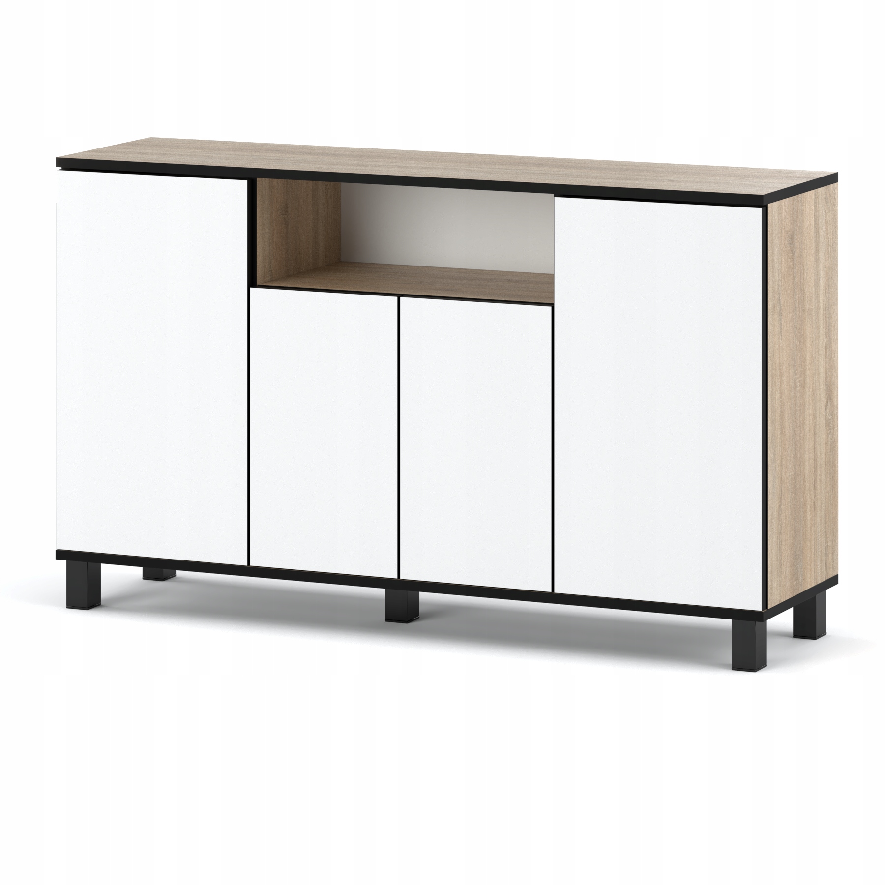 Grande Commode 140 Cm, Chêne Sonoma Blanc Mat, Meuble Tv, Meuble De Salon Et De Chambre À Coucher