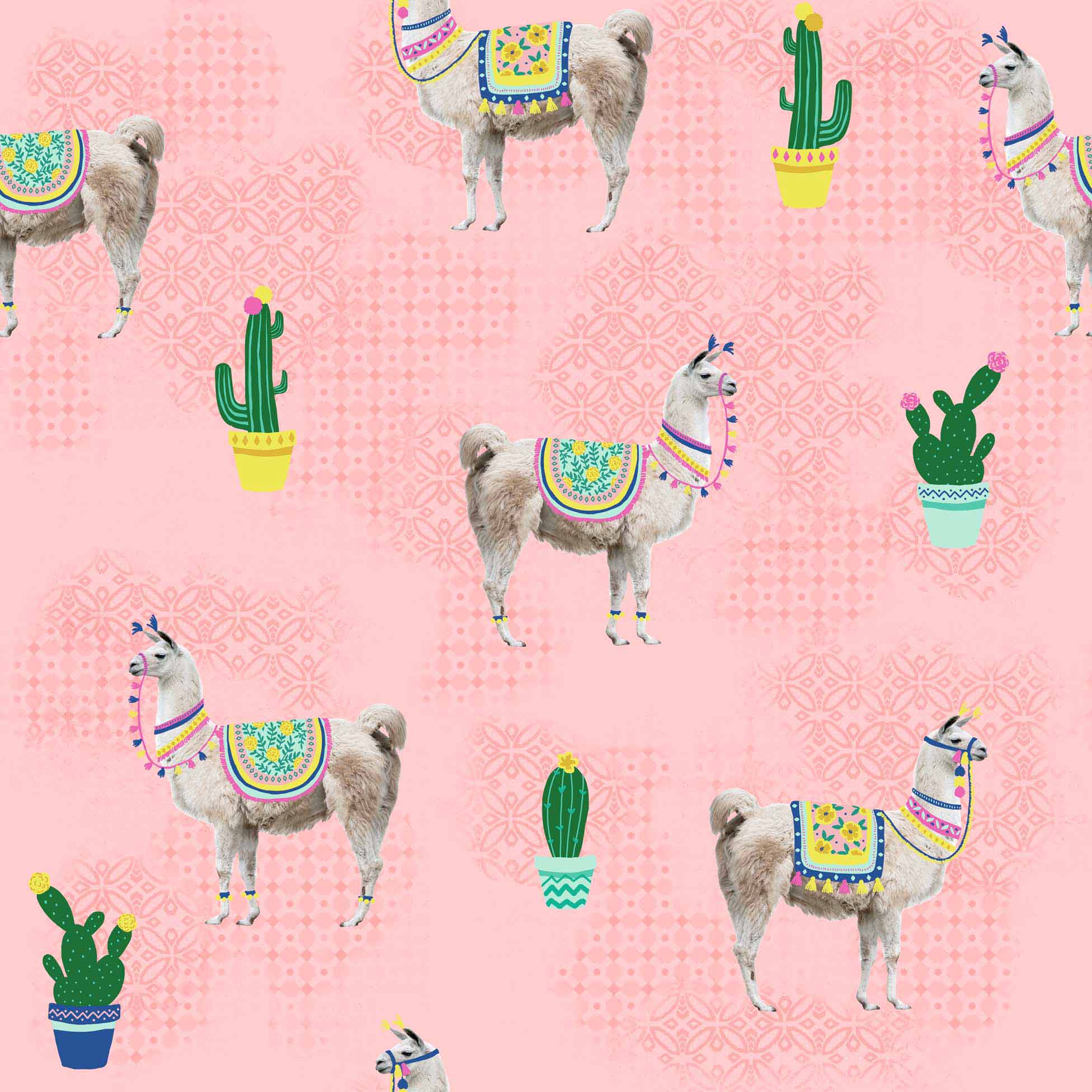 Nappe Toile Cirée Au Mètre Lamas Rose
