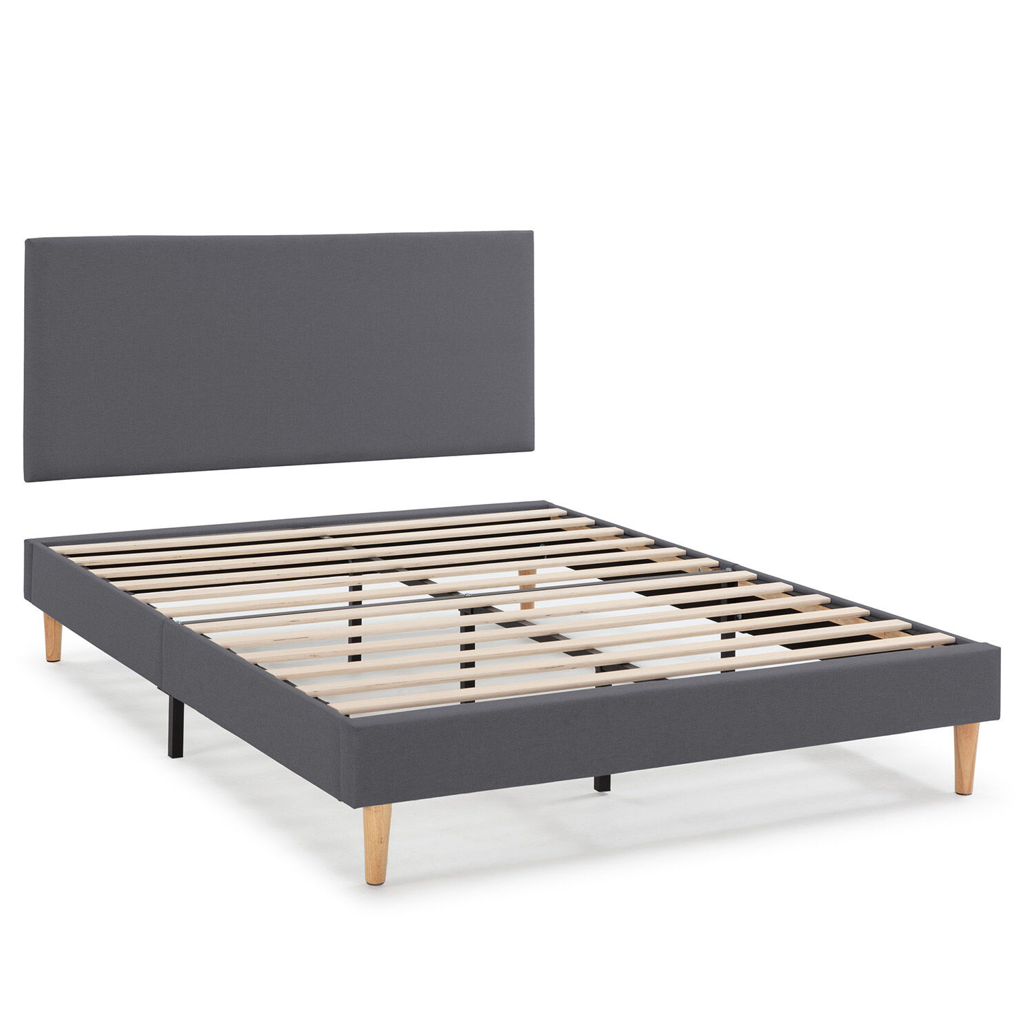 Sommier Tapissier Aura + Tête De Lit 150x190 Cm Gris Foncé, Hauteur 30 Cm