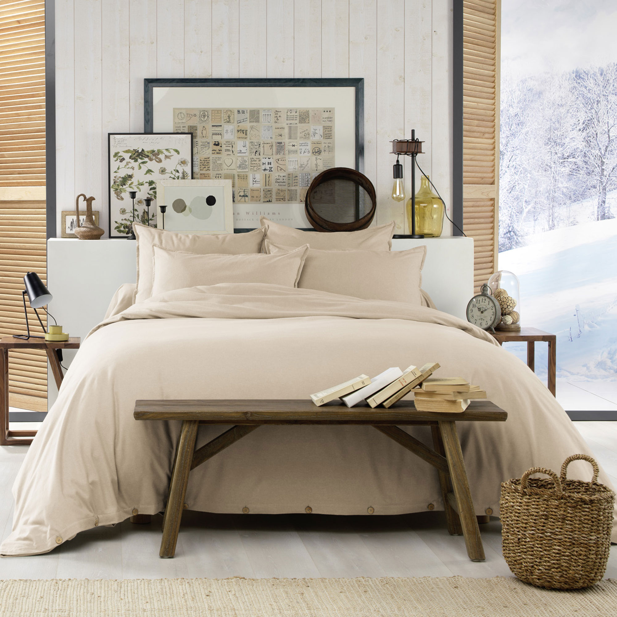 Housse De Couette 240x260 Flanelle De Coton Sable