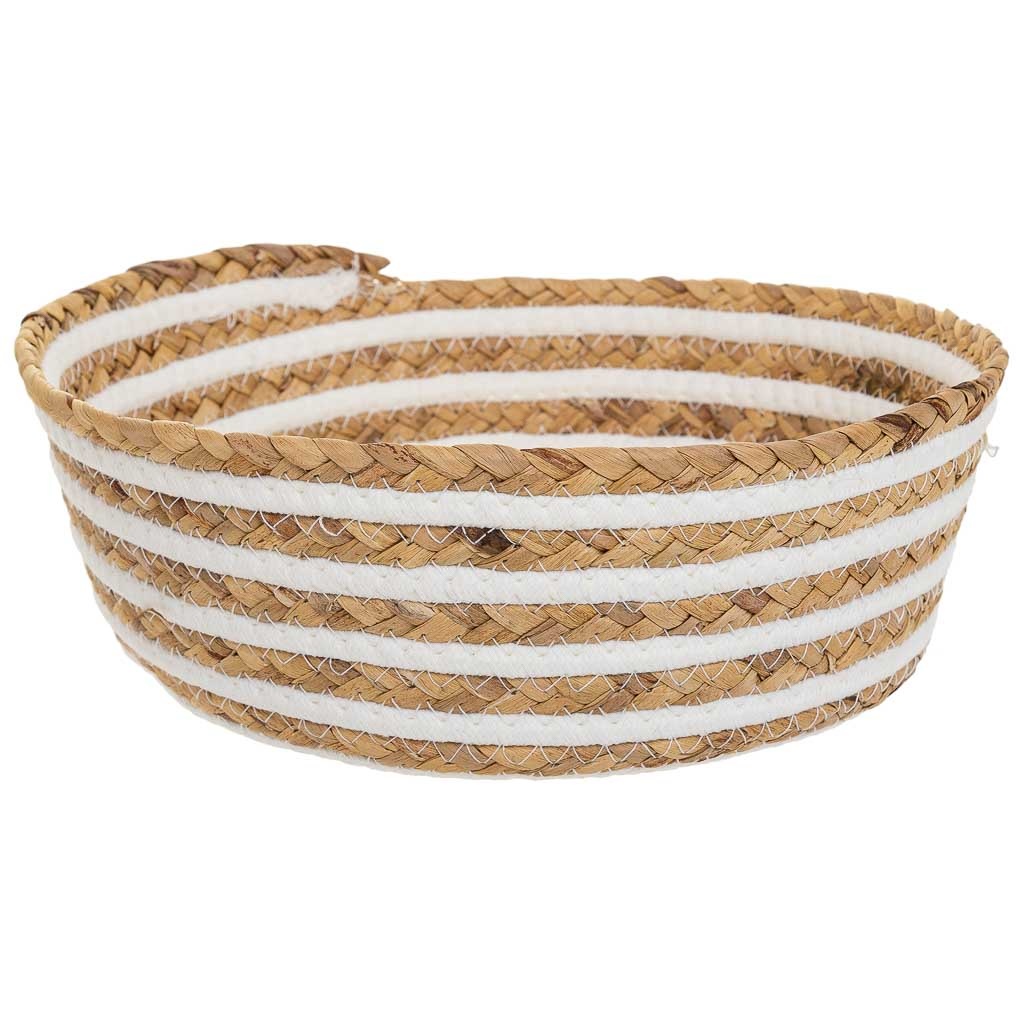 Panier Fibre Naturelle Coton Blanc Et Marron D35x14