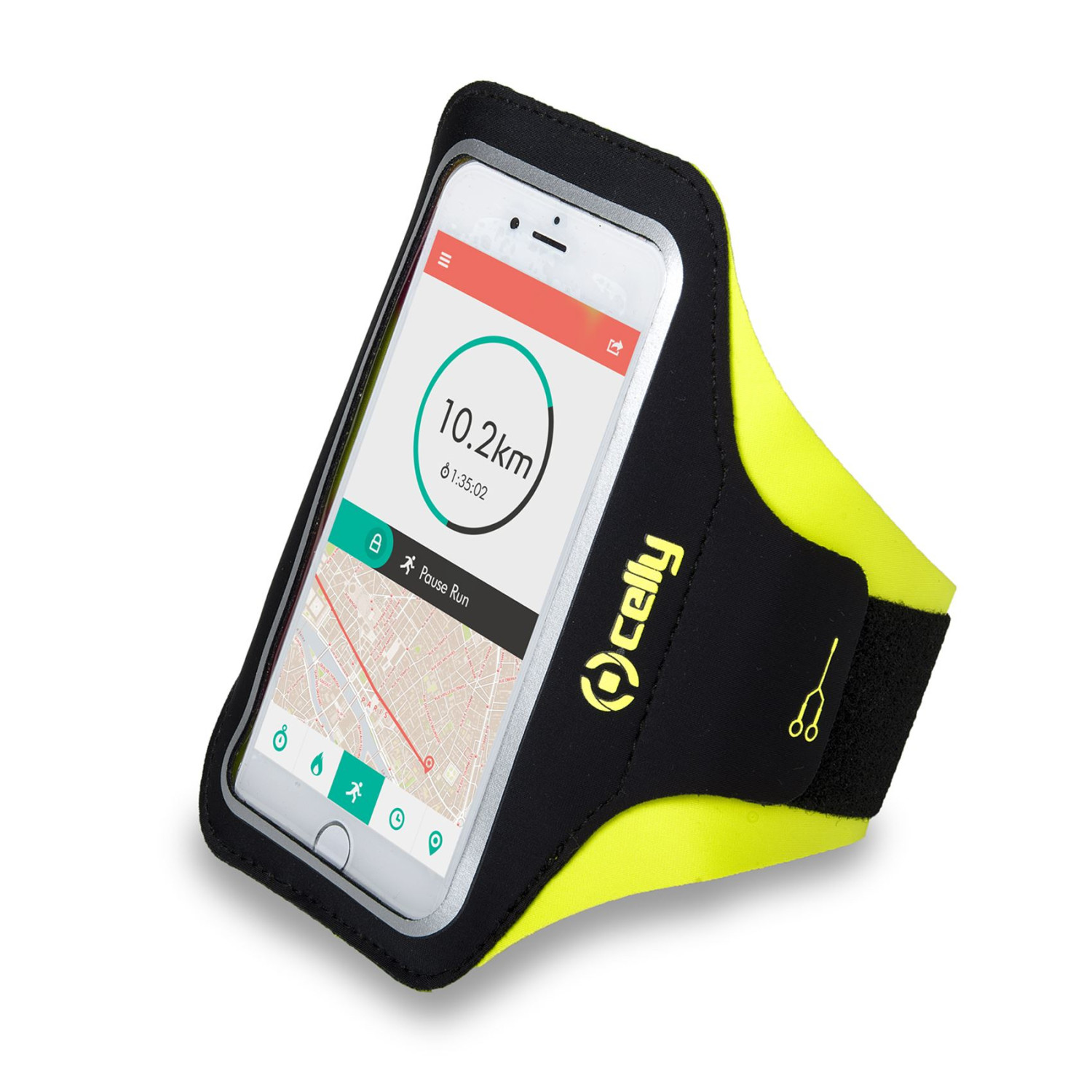 Celly Armband - Smartphone Custodia Per Cellulare 16,5 Cm (6.5") Fascia Da Braccio Nero, Giallo