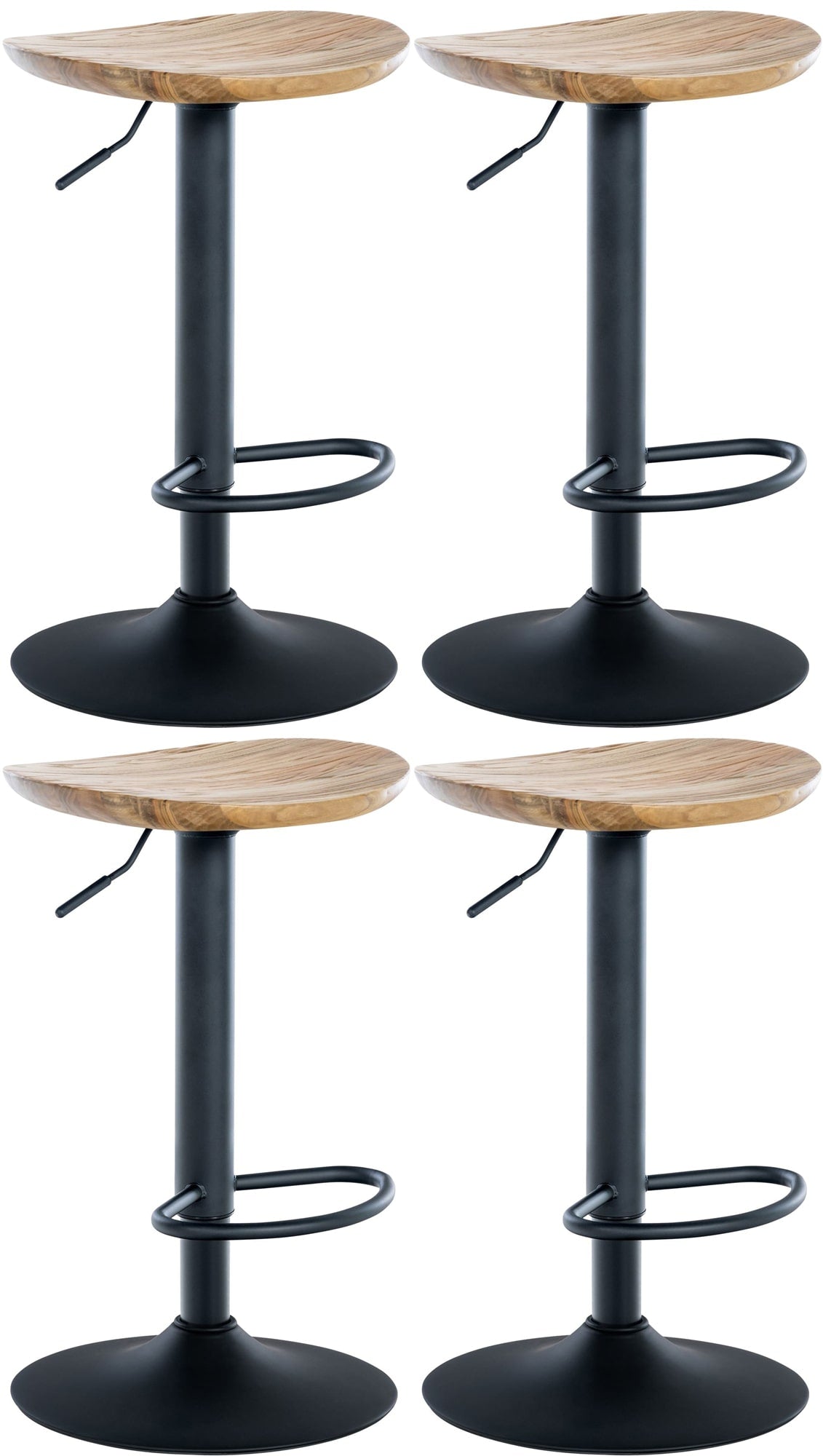 Lot De 4 Tabourets De Bar Pivotant Avec Repose-pieds Assise En Bois Pieds En 10_0004518