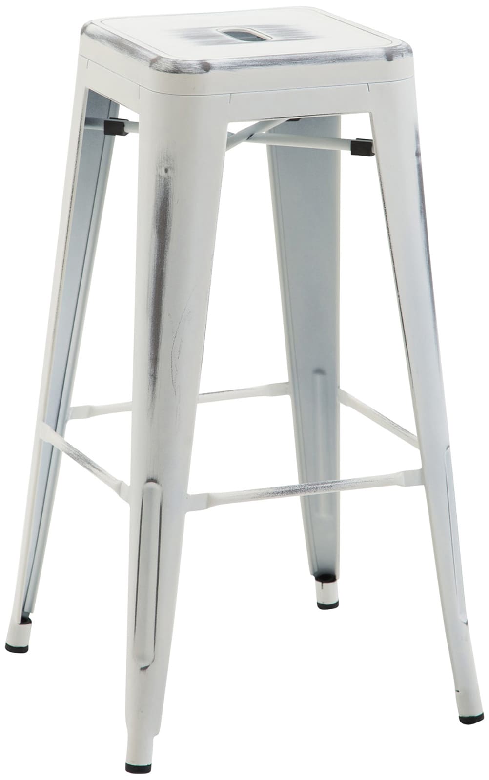 Tabouret De Bar X1 Avec Repose-pieds Design Industriel En Métal Thermolaqué Blanc Vieilli 10_0005006