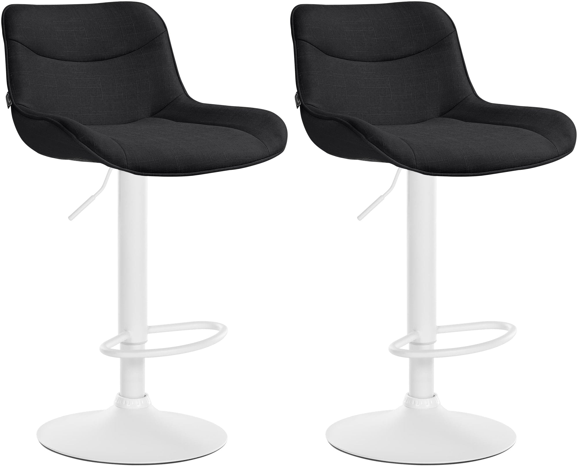 Lot De 2 Tabourets De Bar X1 Avec Coutures Décoratives En Tissu Noir Pied 10_0004462