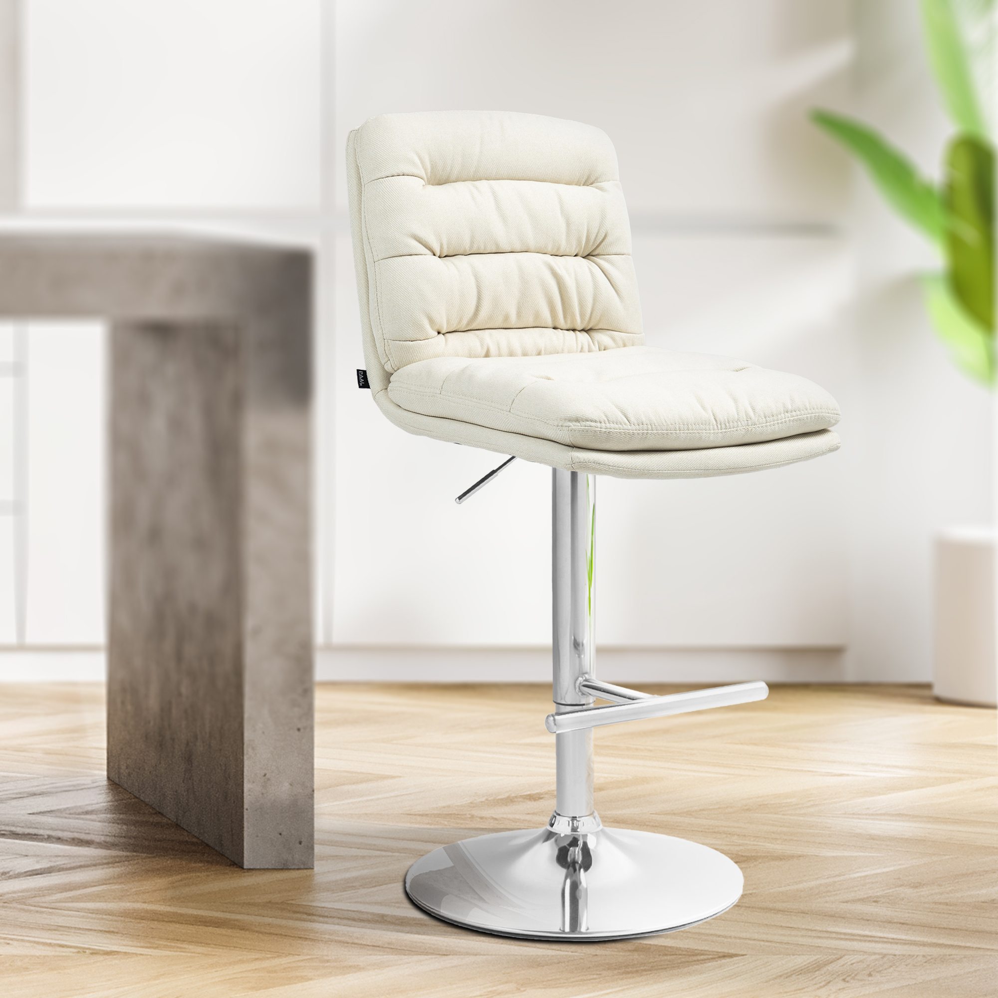 Tabouret De Bar Damar Tissu Chromé Crème