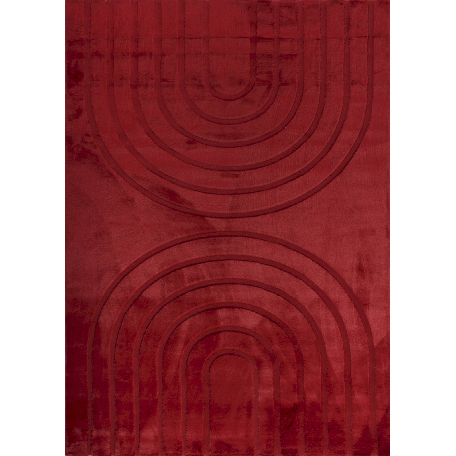 Tapis Rouge Géométrique Doux Antidérapant Lavable - 80 X 150 Cm