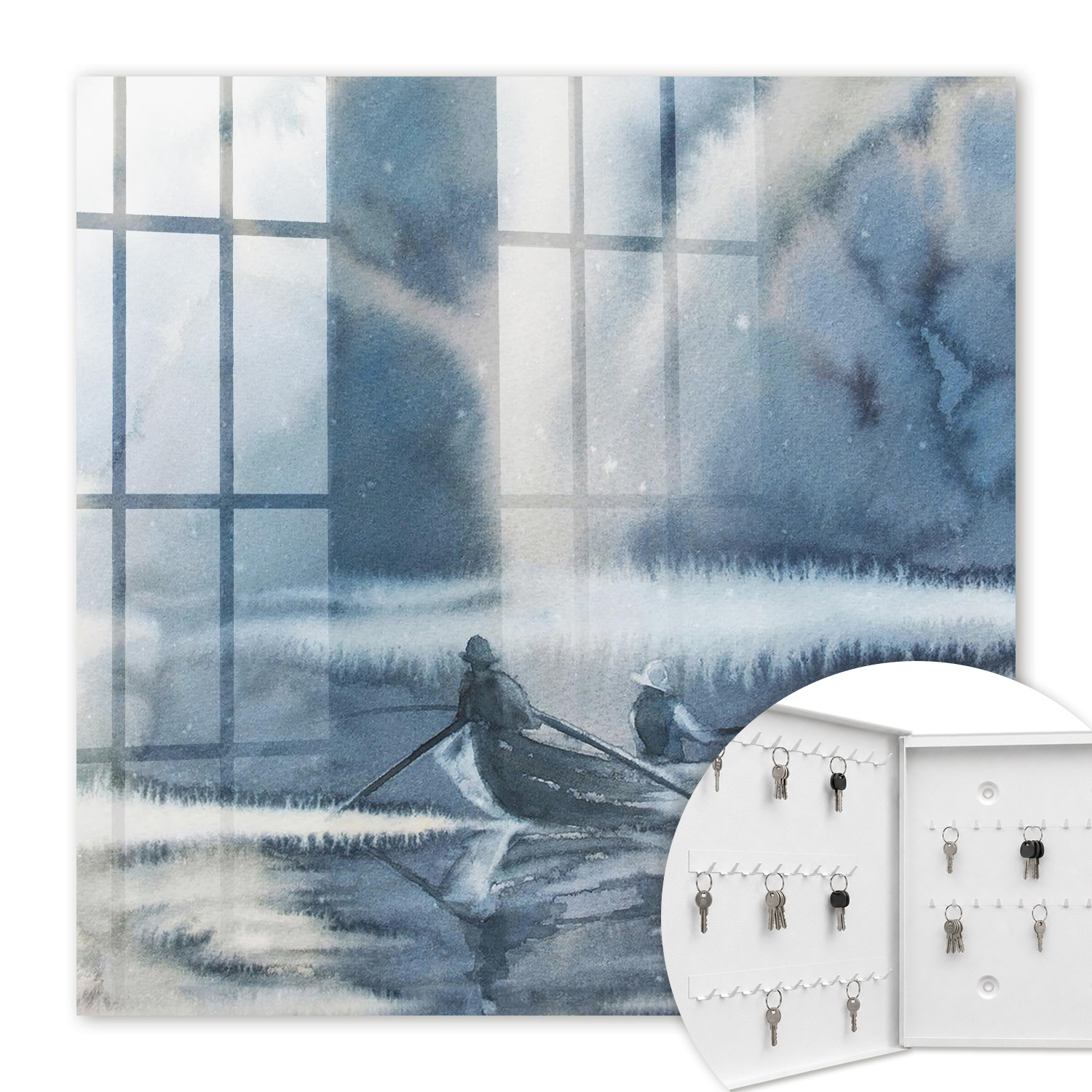 Armoire À Clés - (30 Cm X 30 Cm) - Boîte À Clés Murale - Coffret De Rangement Pour Clés - Couleur Blanche - Ouverture Vers La Gauche - Pour Maison Et Bureau - Silence Oppressant