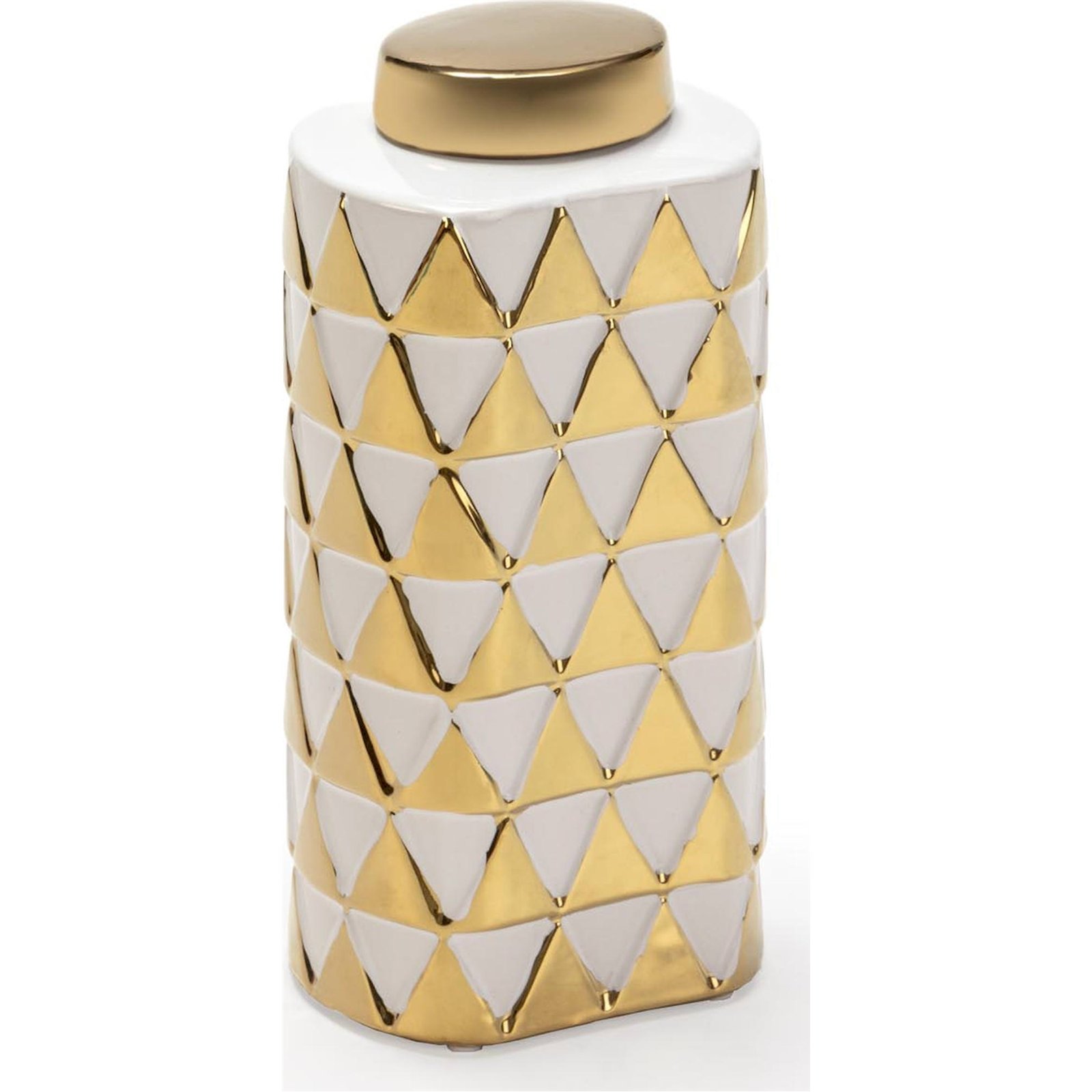 Vase Décoratif En Céramique Blanc Doré Style Contemporain - Blanc Et Doré Élégant