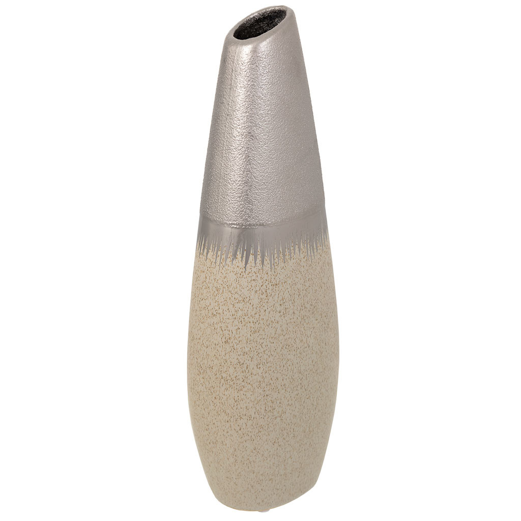 Vase En Céramique Argentée 12x7x35h