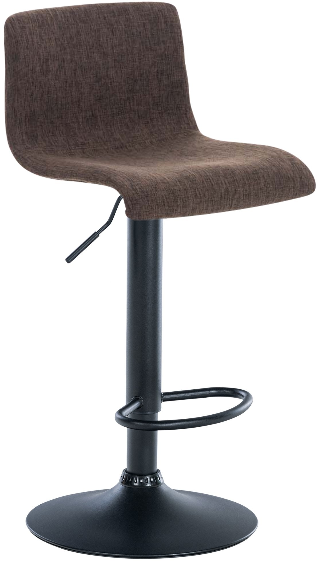 Tabouret De Bar Avec Repose-pieds Pivotant Dossier Incurvé En Tissu Marron Et Métal Noir 10_0004959