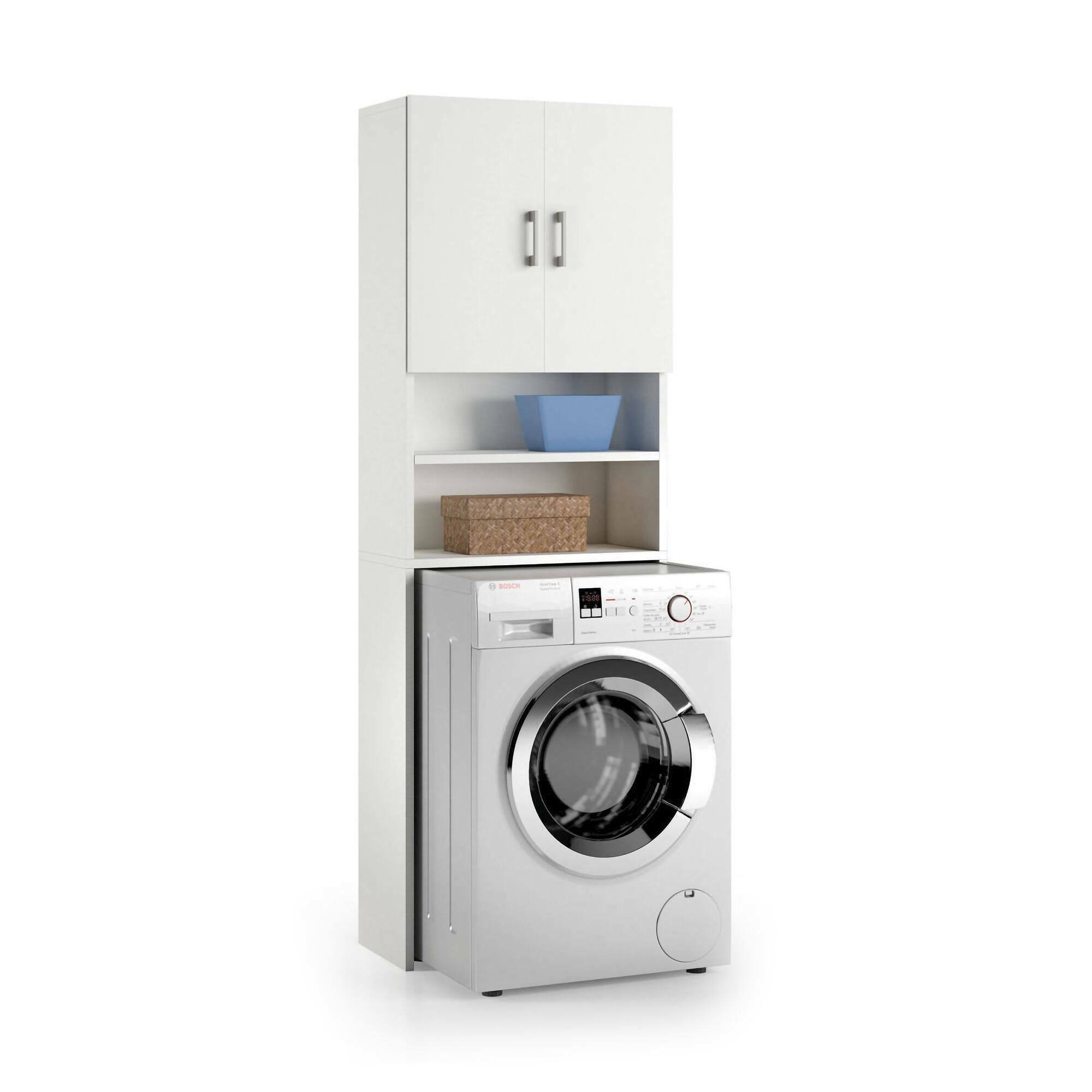 Armoire Polyvalente 2 Portes Effet Bois Blanc 65x32 Cm
