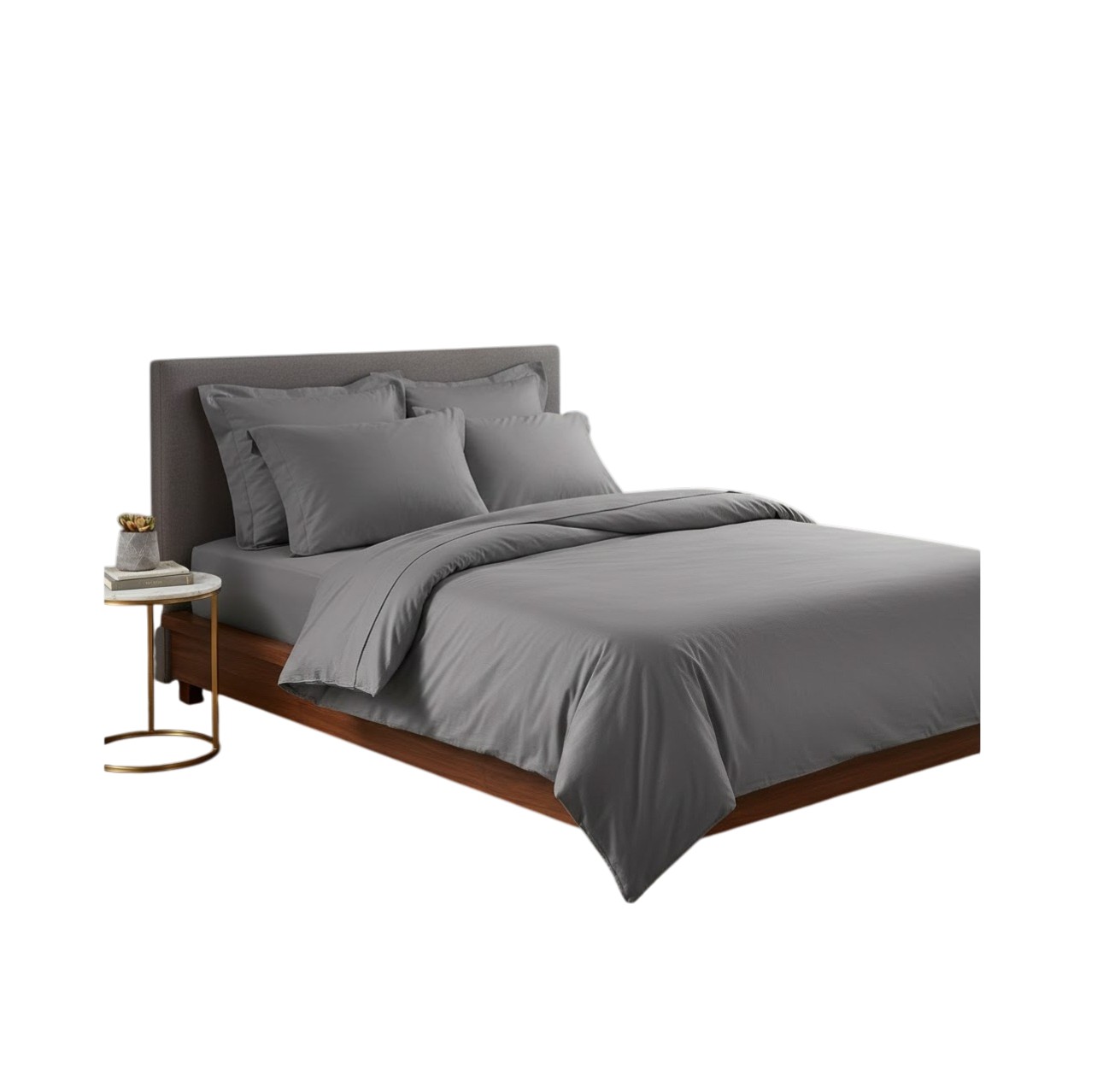 Housse De Couette En Coton 240 X 260 Cm Uni Gris
