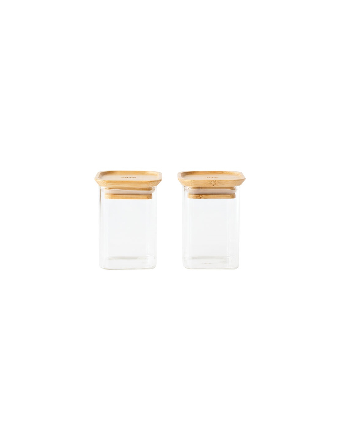 Set 2 Pots Conservation Carrés Bambou Pebbly Conservation Hermétique Bambou Carré - Pebbly