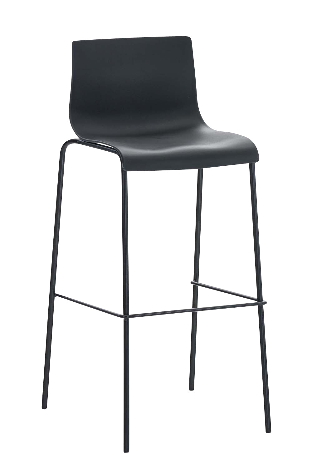 Tabouret De Bar Avec Repose-pieds Dossier Incurvé En Plastique Noir Et 4 Pieds En 10_0004929