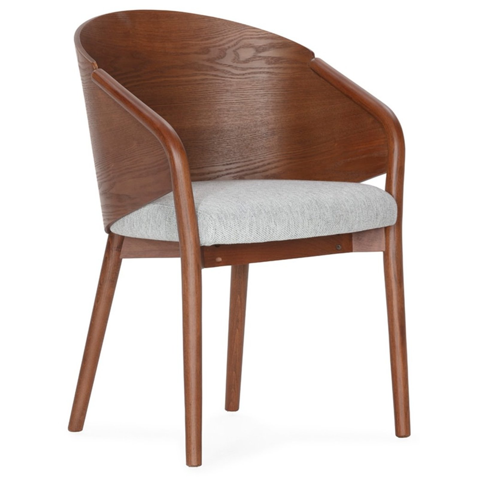 Chaise En Hêtre Et Tissu Au Design Enveloppant - Noyer/blanc