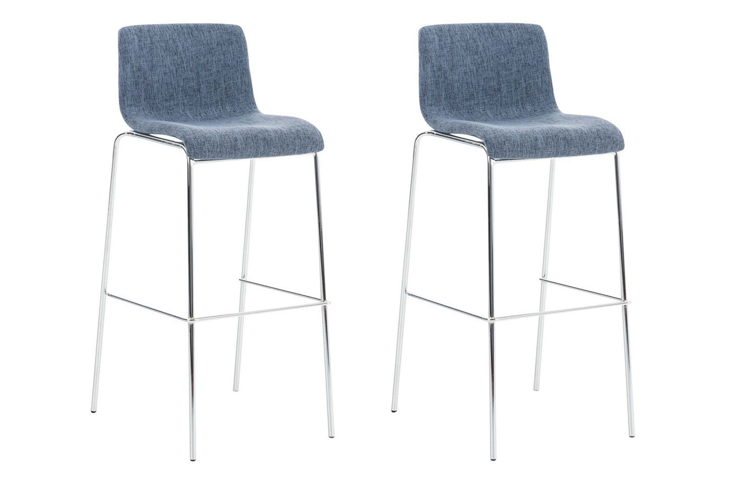 Lot De 2 Tabourets De Bar Avec Repose-pieds Dossier Incurvé En Tissu Bleu Et 10_0004191
