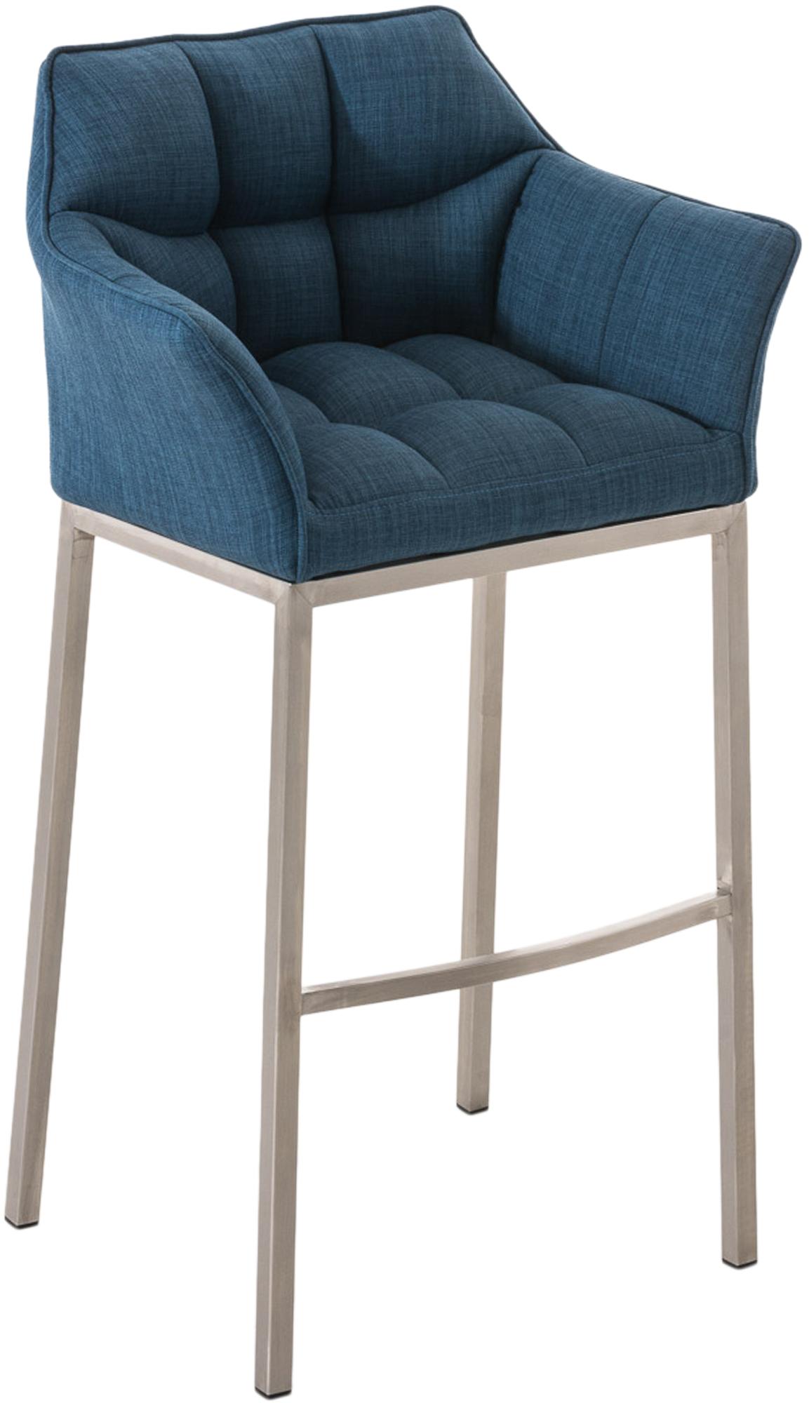 Tabouret De Bar Damaso E En Tissu Avec Structure À 4 Pieds Bleu