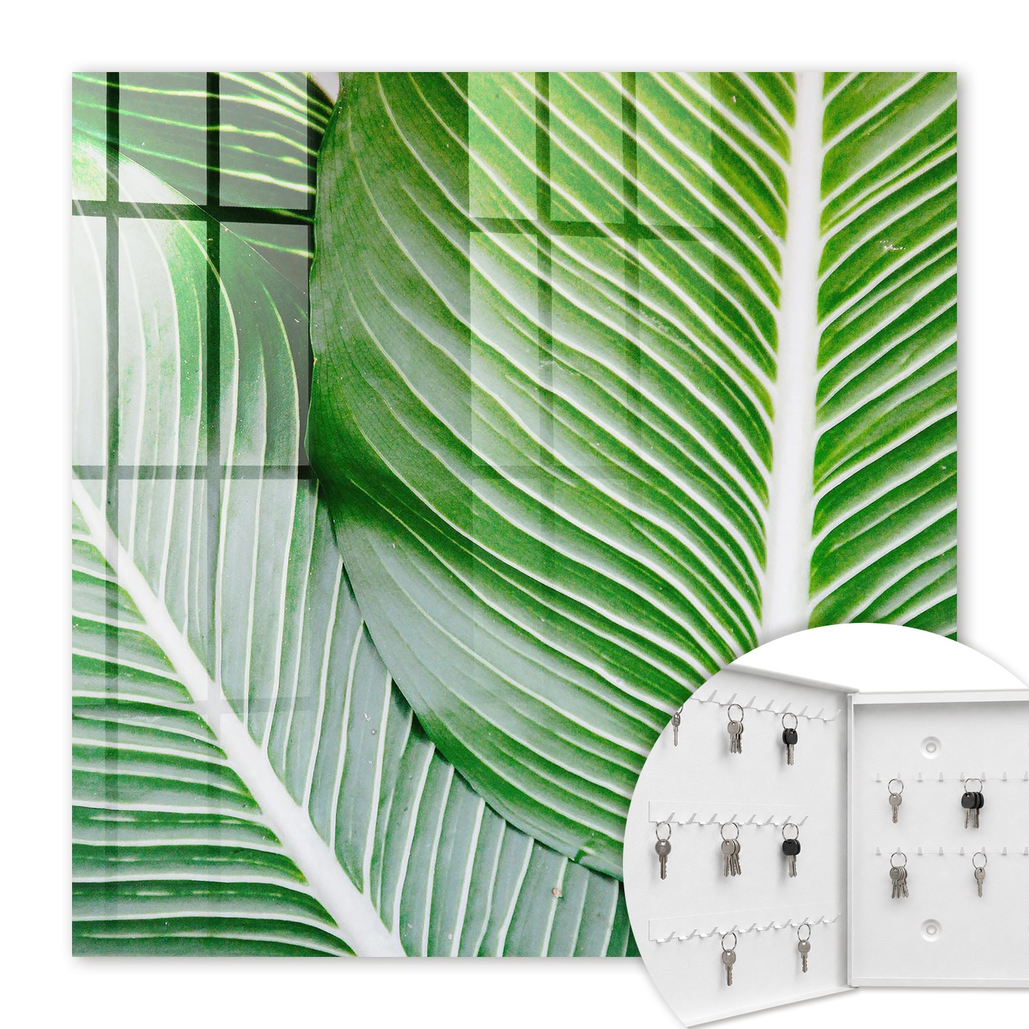 Armoire À Clés - (30 Cm X 30 Cm) - Boîte À Clés Murale - Coffret De Rangement Pour Clés - Couleur Blanche - Ouverture Vers La Gauche - Pour Maison Et Bureau - La Verdure De La Nature