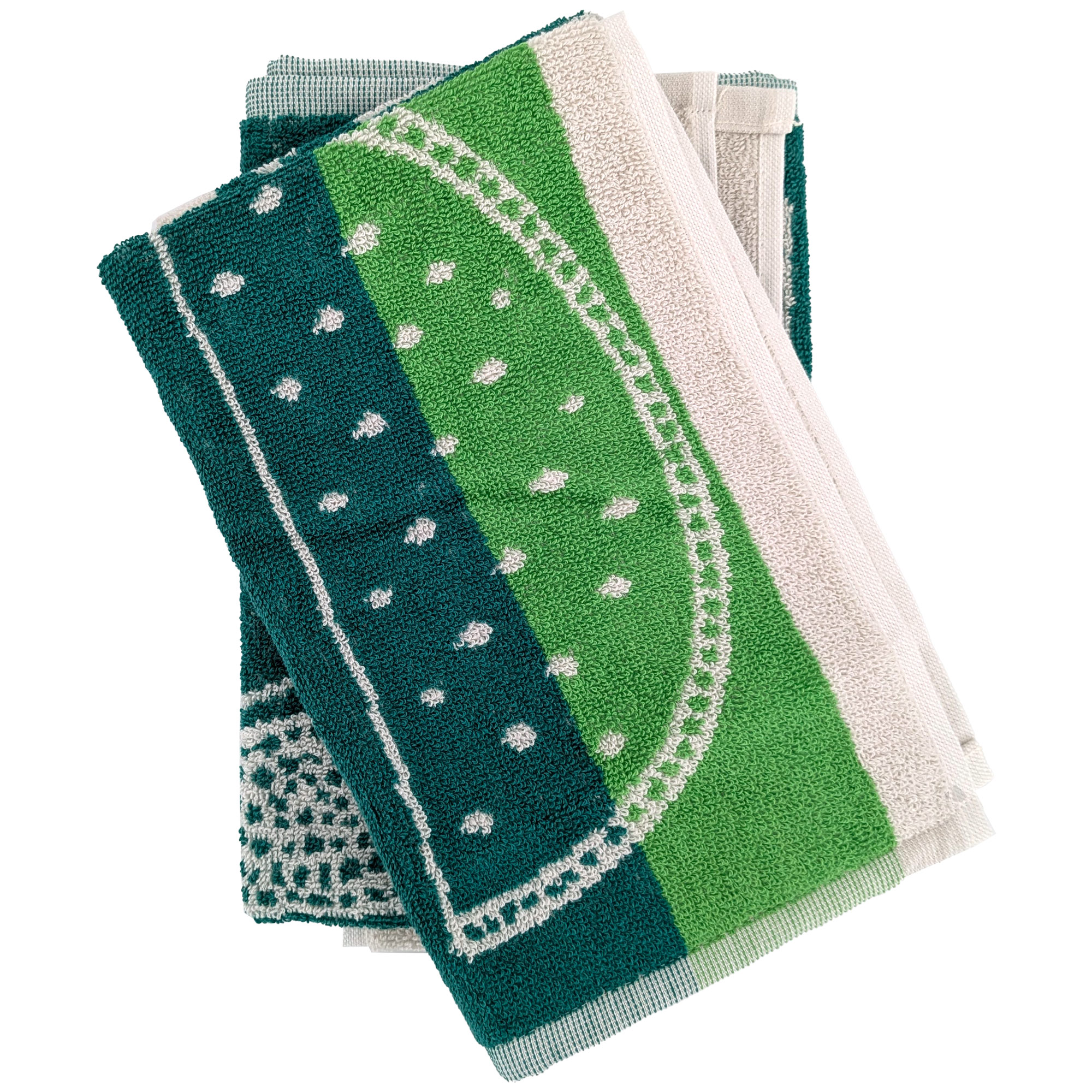 Lot De 2 Torchons De Cuisine Éponge Fruitful 50x50 Cm Vert Menthe