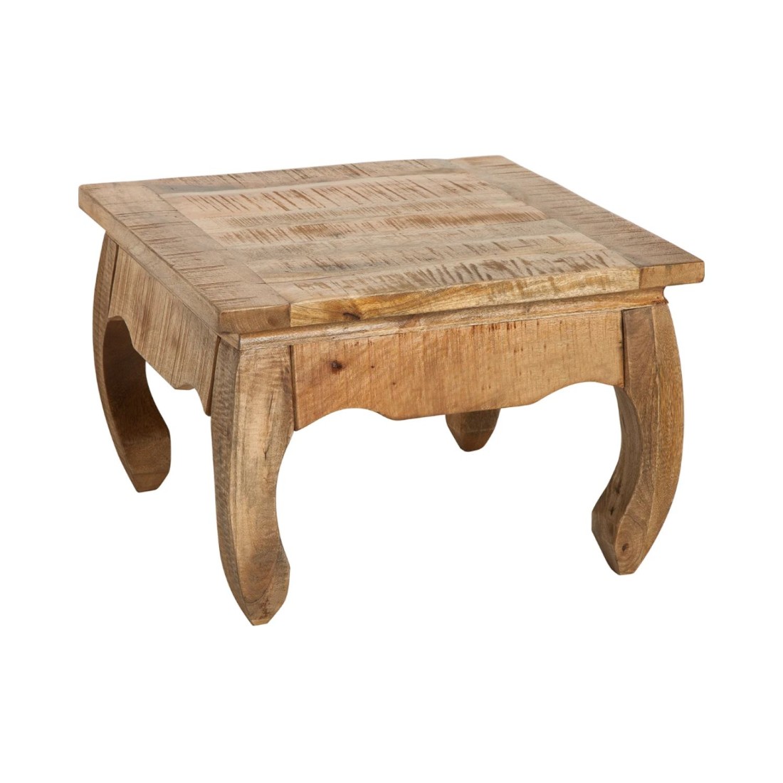 Table Basse Lunara Bois Massif De Manguier Pieds Arqués - Table Carrée Design Classique Naturel