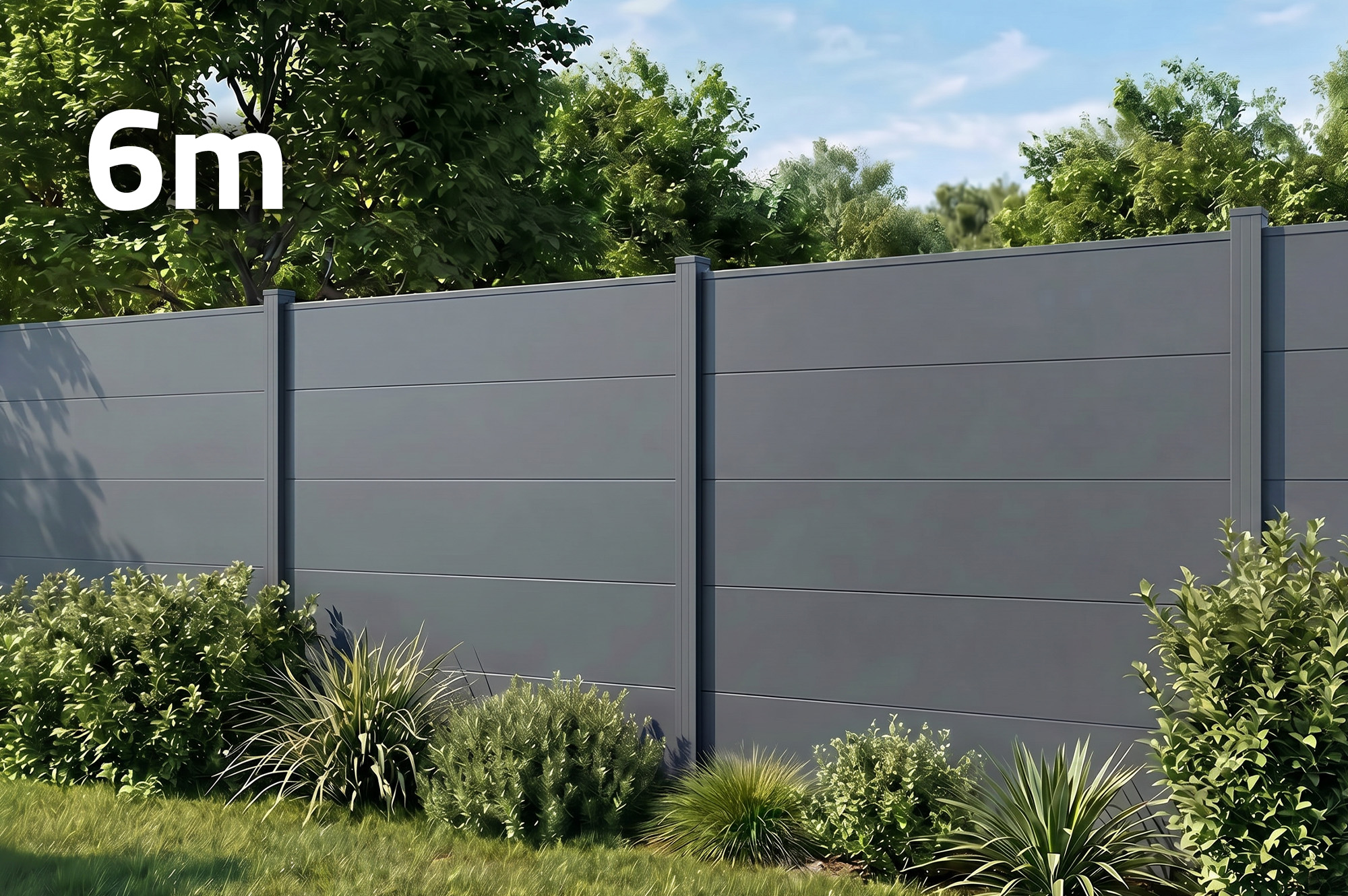 Clôture Aluminium Lames Larges 6m H.150 Gris Anthracite - Alpis