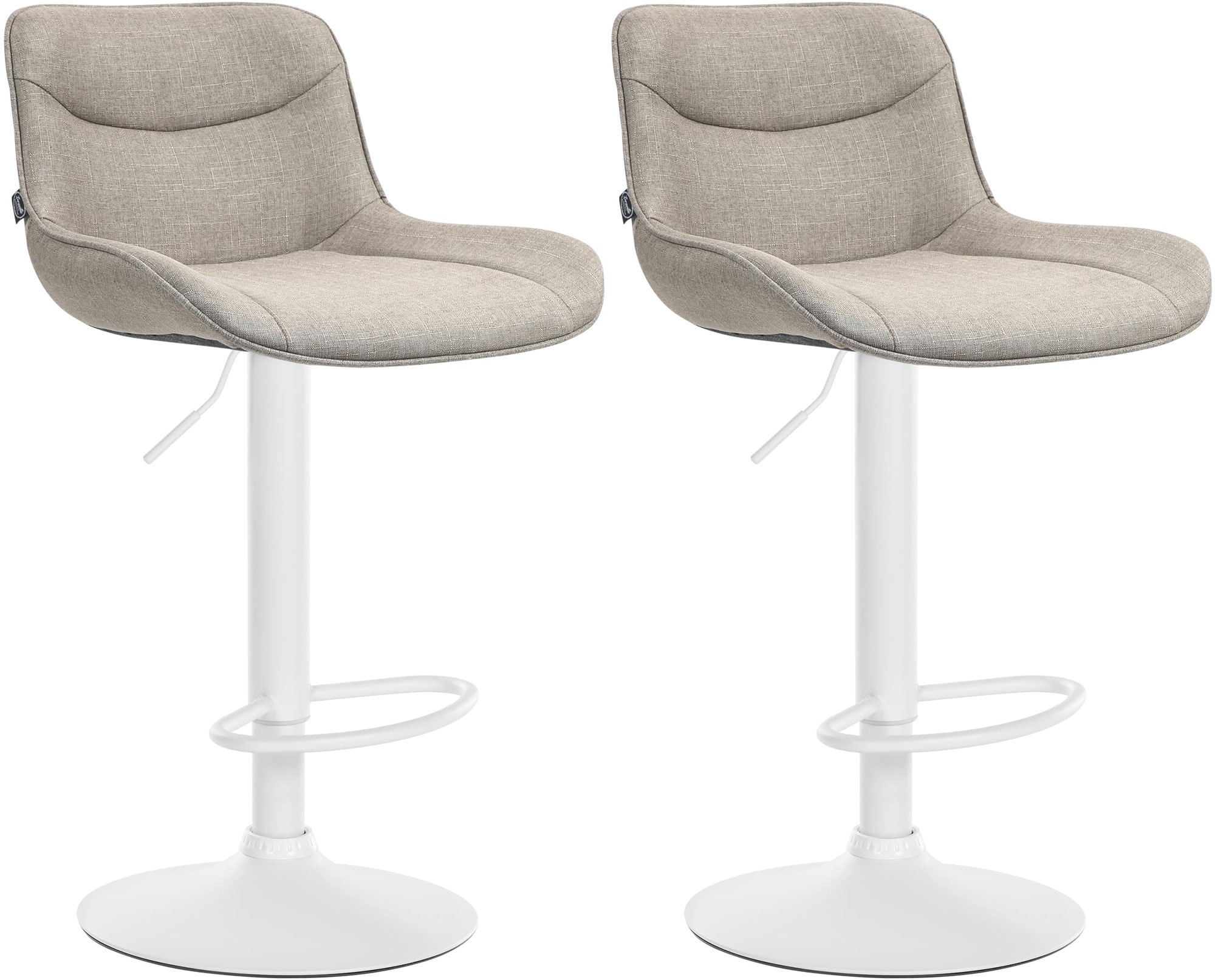 Lot De 2 Tabourets De Bar Vonore Tissu Blanc Taupe