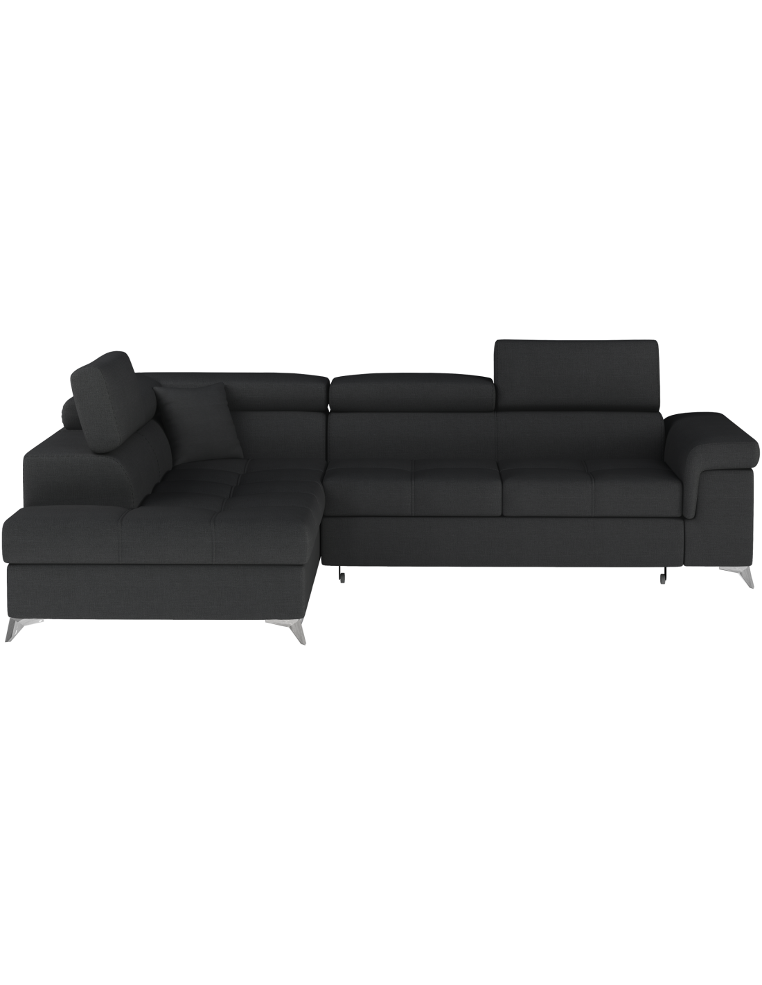 Canapé D'Angle Convertible Palazzo 4 Places Noir - Angle Gauche Avec 1 Coussin