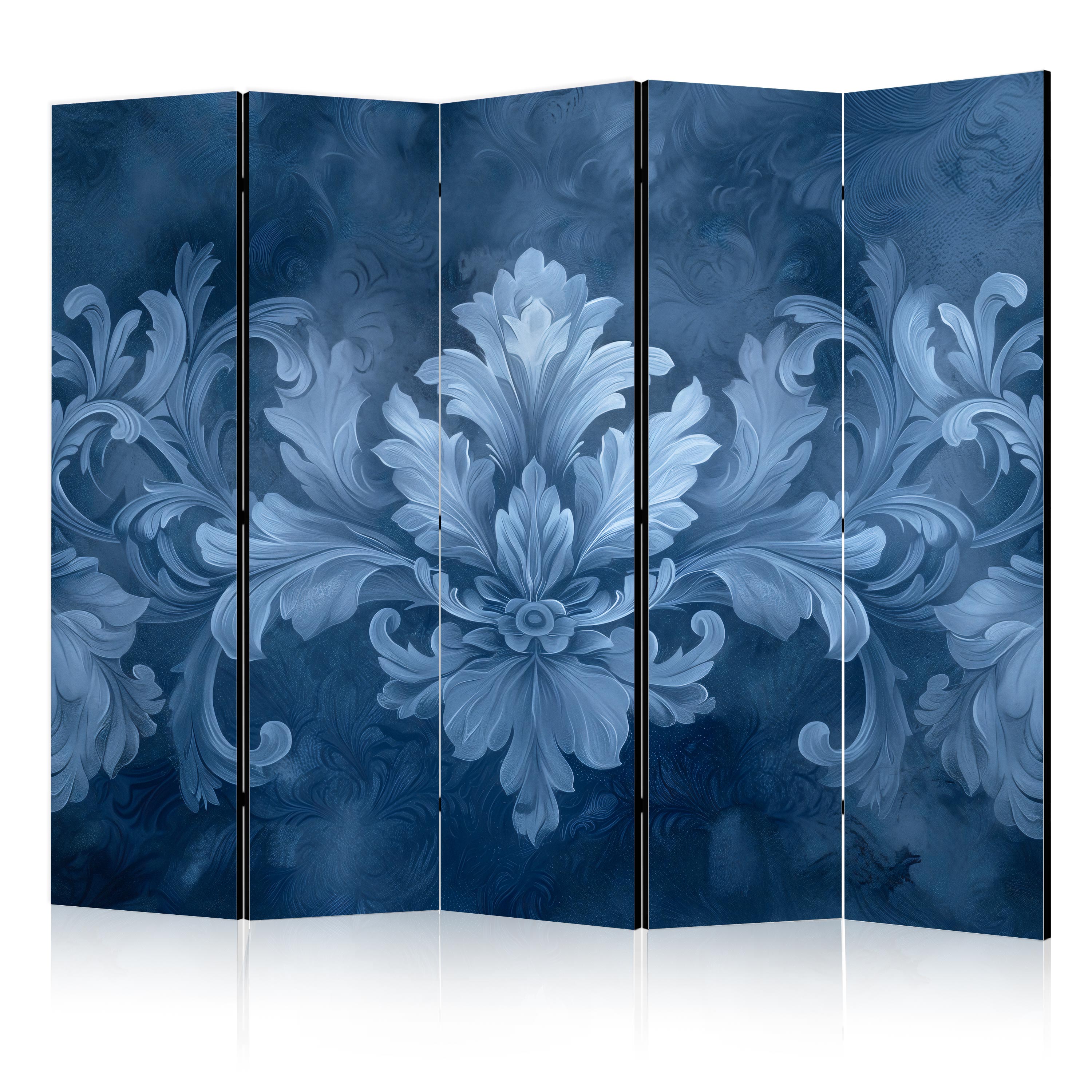 Paravent - Ornement En Couleurs Bleues Et Froides. Décoration Bleu Foncé 225x172