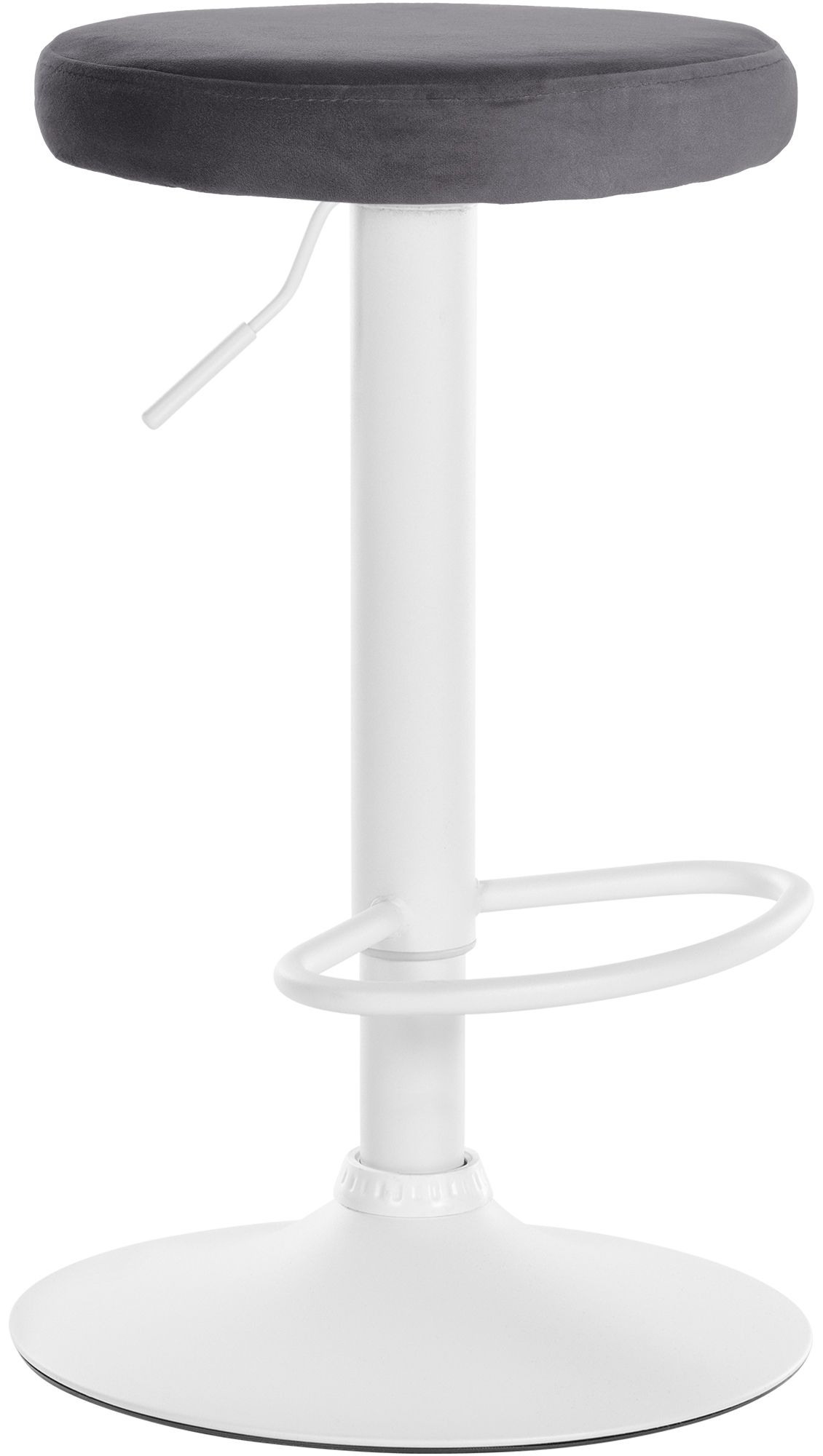 Tabouret De Bar Ponte Velours Blanc Gris Foncé