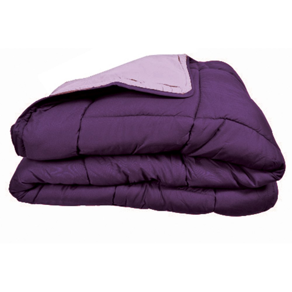 Couette Chaude Microfibre Bicolore 400 Gr/m2 Violet Parme 200x200 Cm