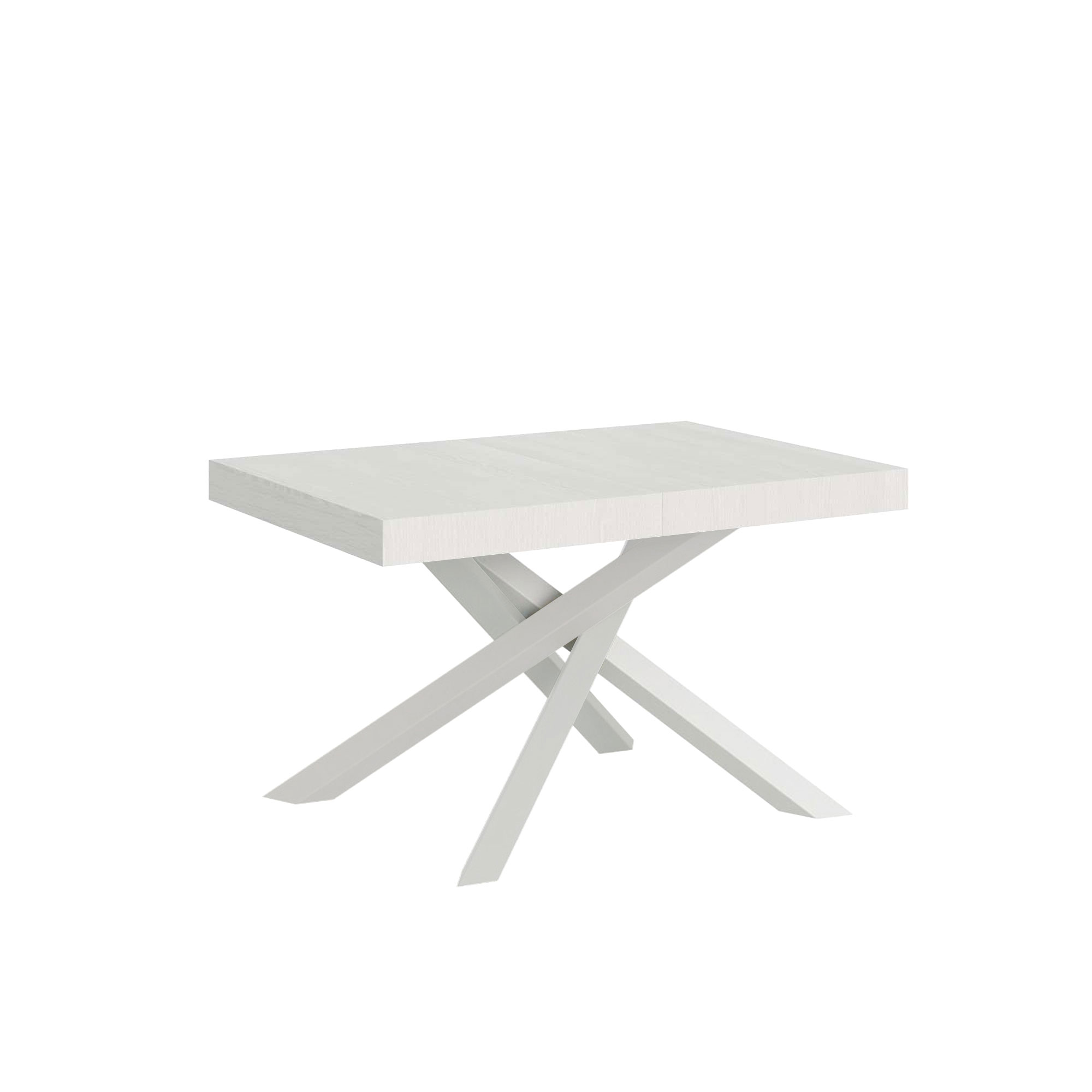 Table Extensible Volantis 120/224x90 Cm Frêne Blanc Pieds Blancs