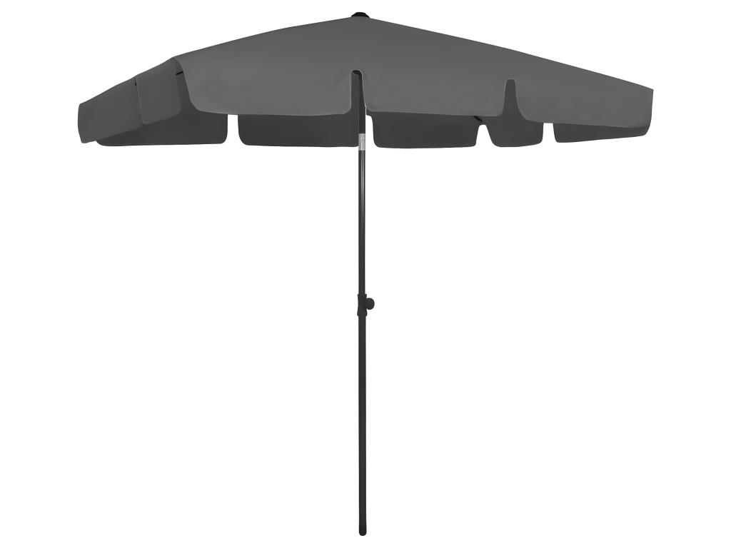 Parasol De Plage 200 X 125 Cm Polyester Anti-uv Anthracite 02_0008373