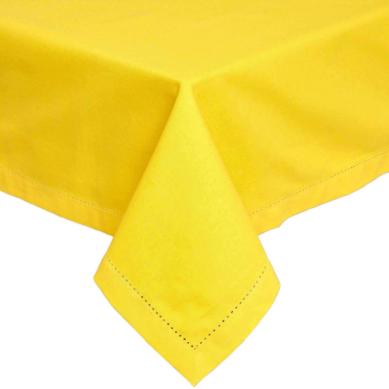 Nappe De Table Rectangulaire En Coton Unie Jaune - 137x228cm - Homescapes