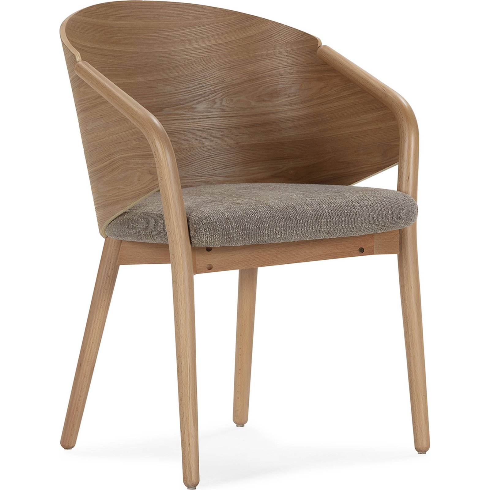 Chaise En Bois Et Tissu Au Confort Enveloppant - Naturel Et Brun Clair