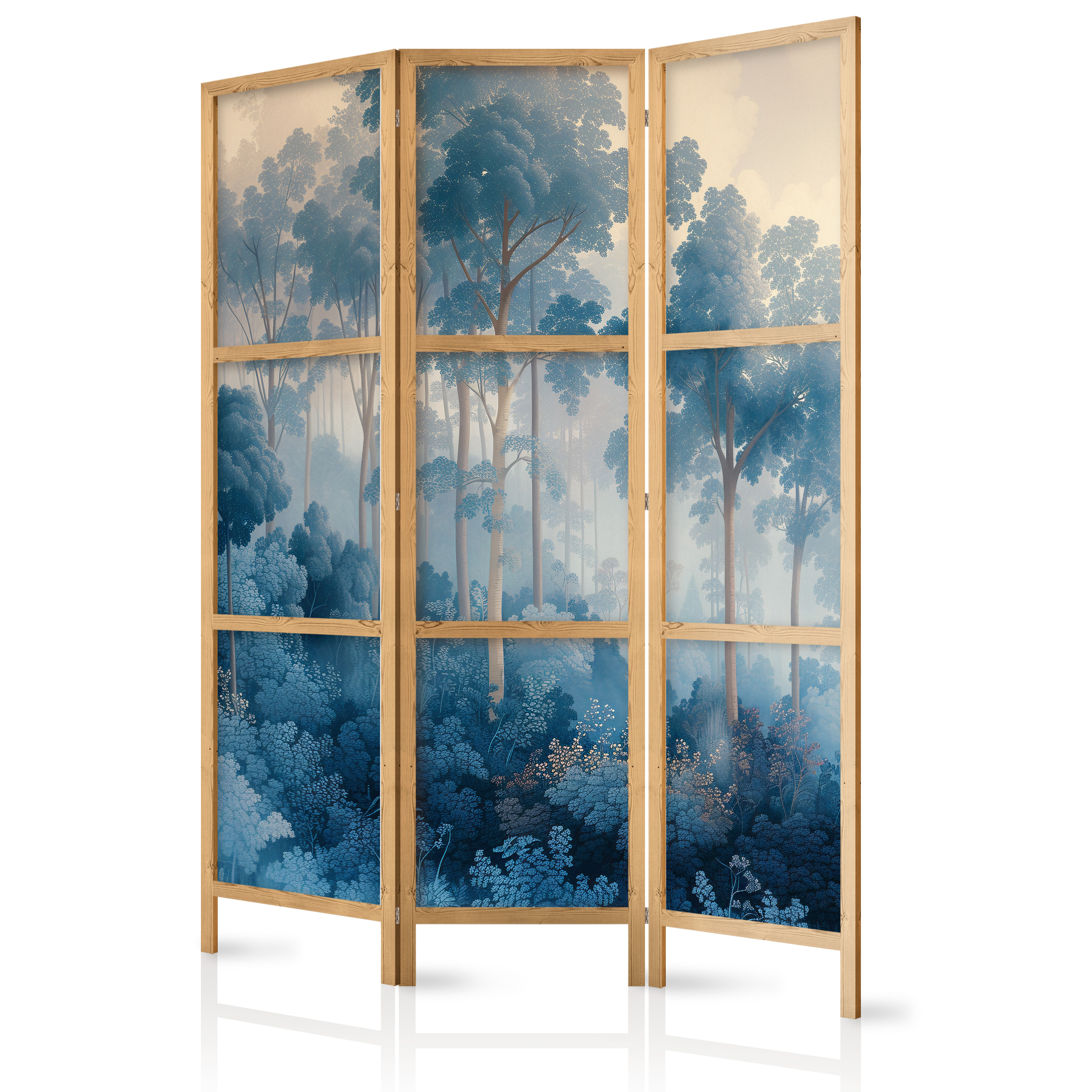 Paravent Japonais - Forêt Bleue De Conte De Fées 135x172