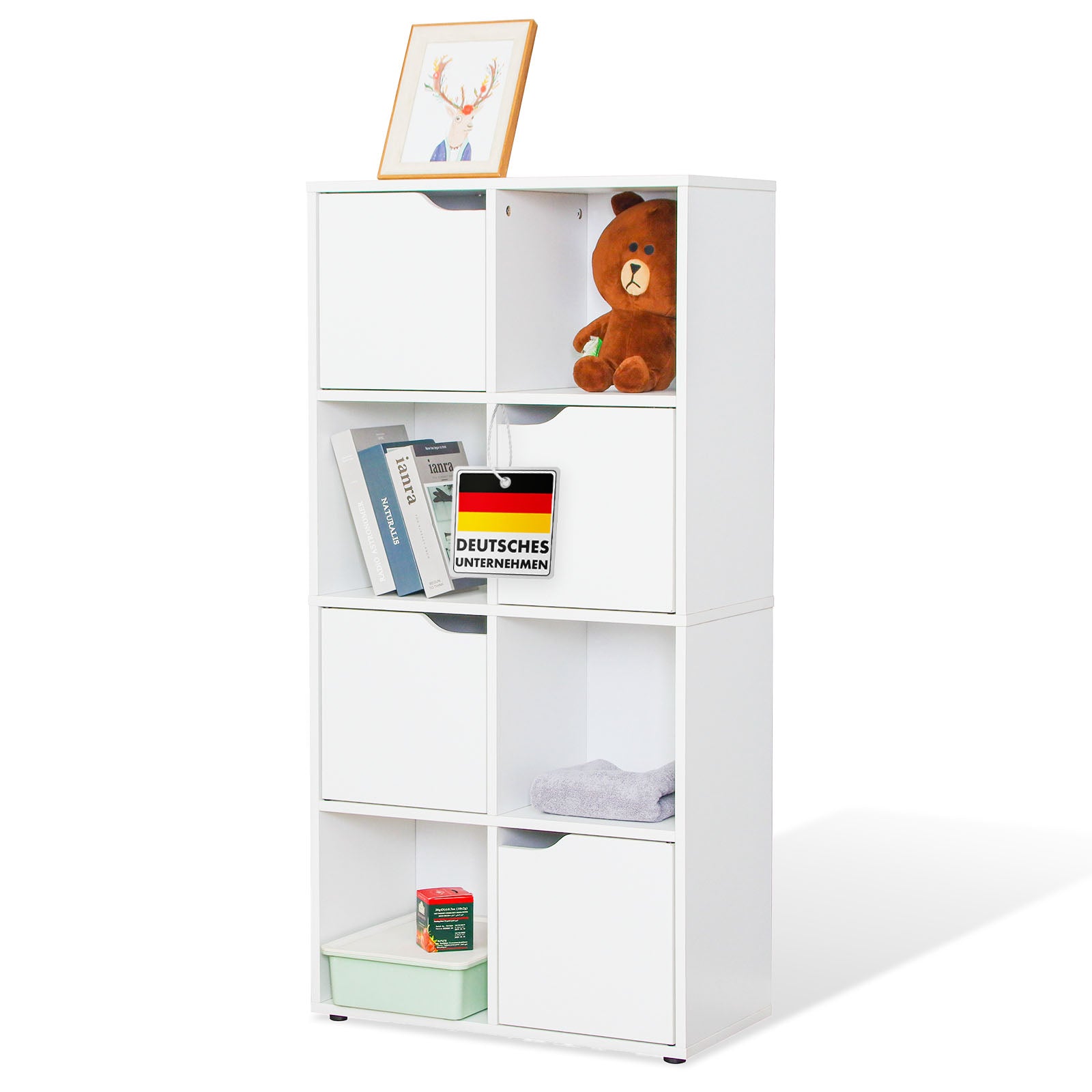 Bibliothèque 8 Compartiments, Étagère, Meuble De Rangement Blanc, 60 X 30 X 120,5 Cm