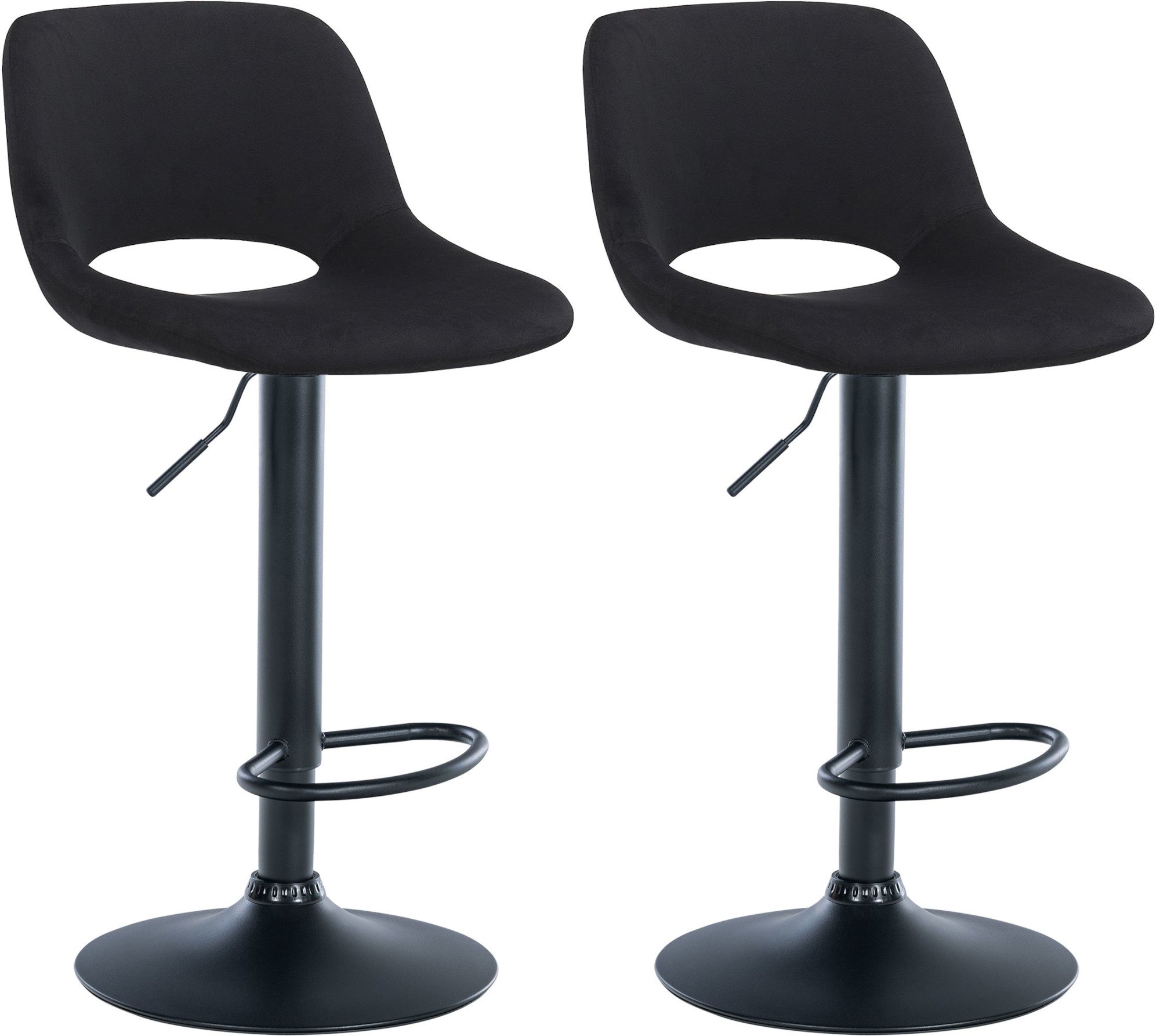 Tabourets De Bar Chaises Haute X2 Avec Repose-pieds En Velours Noir Piètement Métallique Noir 10_0004085