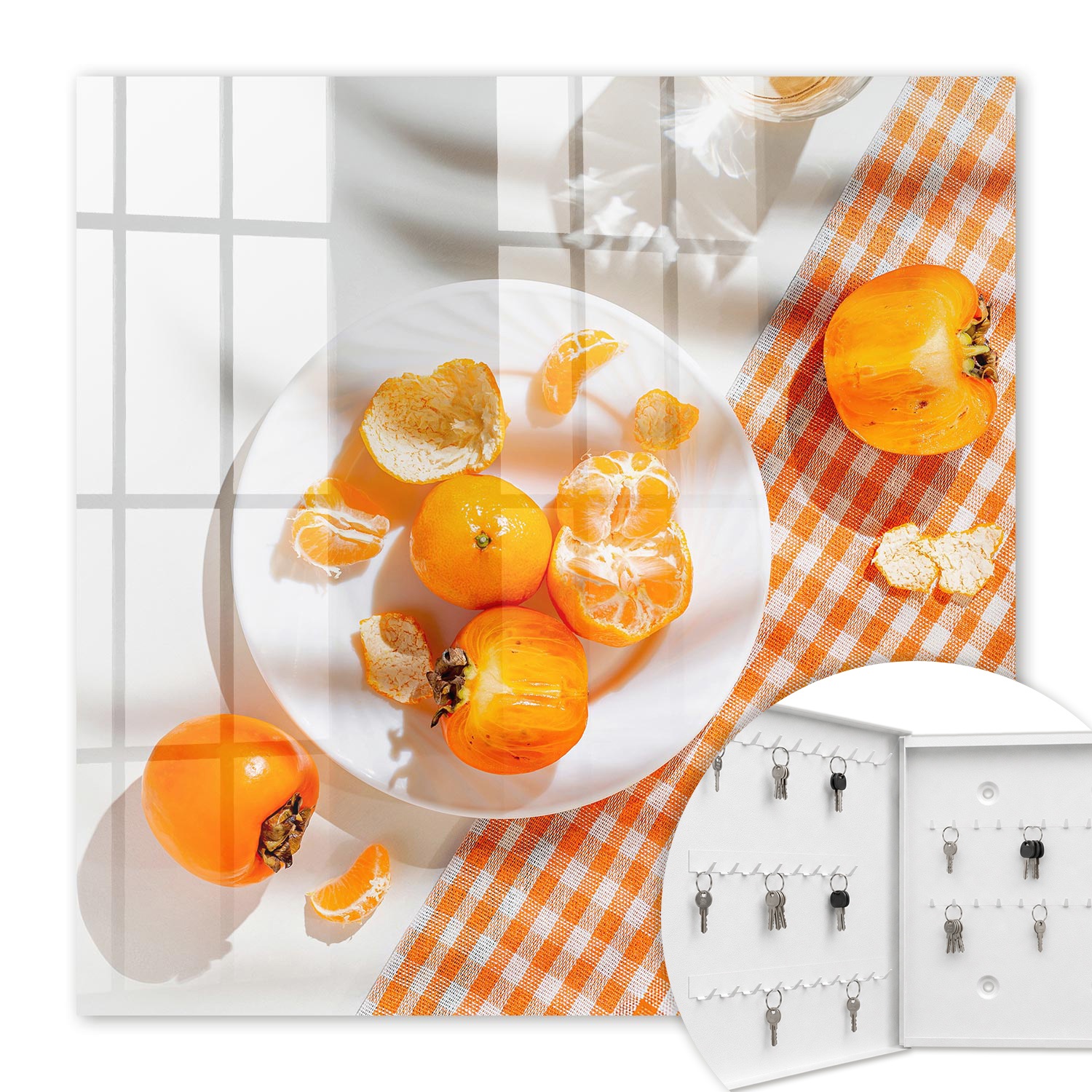 Armoire À Clés - (30 Cm X 30 Cm) - Boîte À Clés Murale - Coffret De Rangement Pour Clés - Couleur Blanche - Ouverture Vers La Gauche - Pour Maison Et Bureau - Fruits Juteux