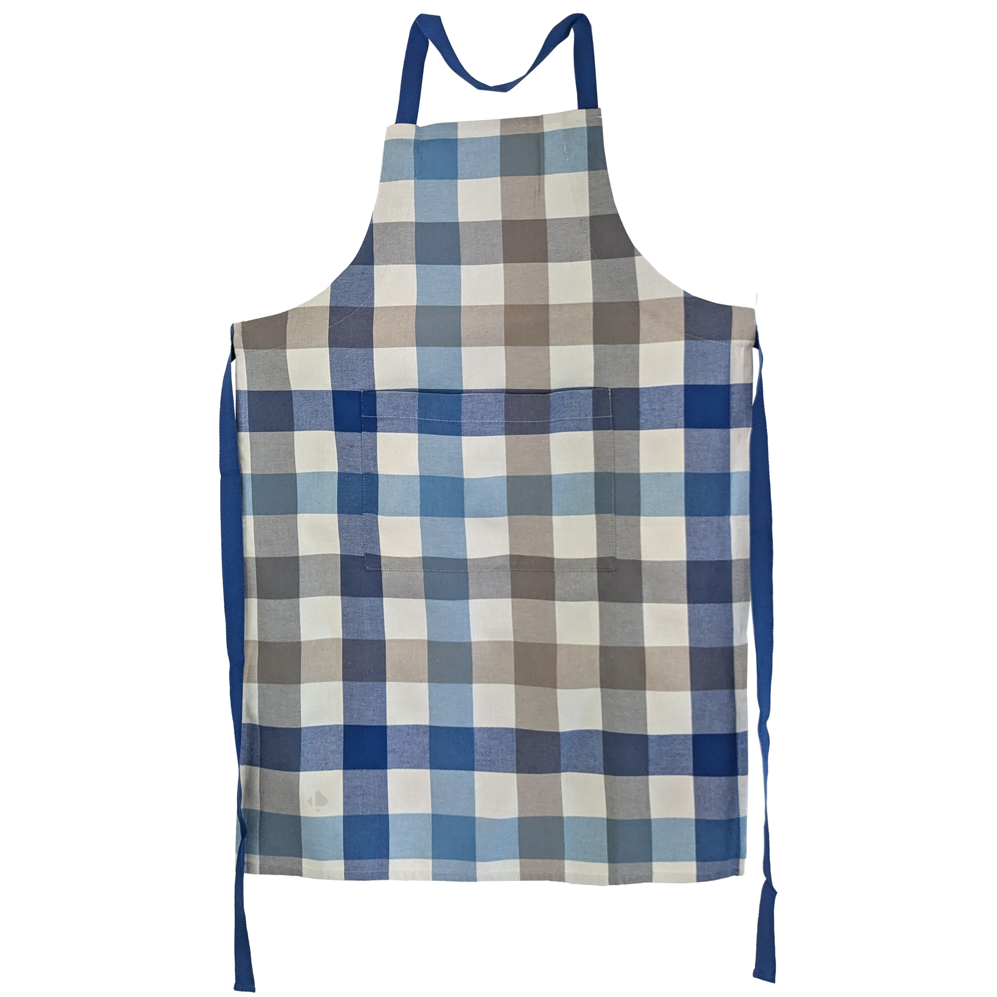 Tablier De Cuisine Toile Terra Avec Poche Vichy Bleu