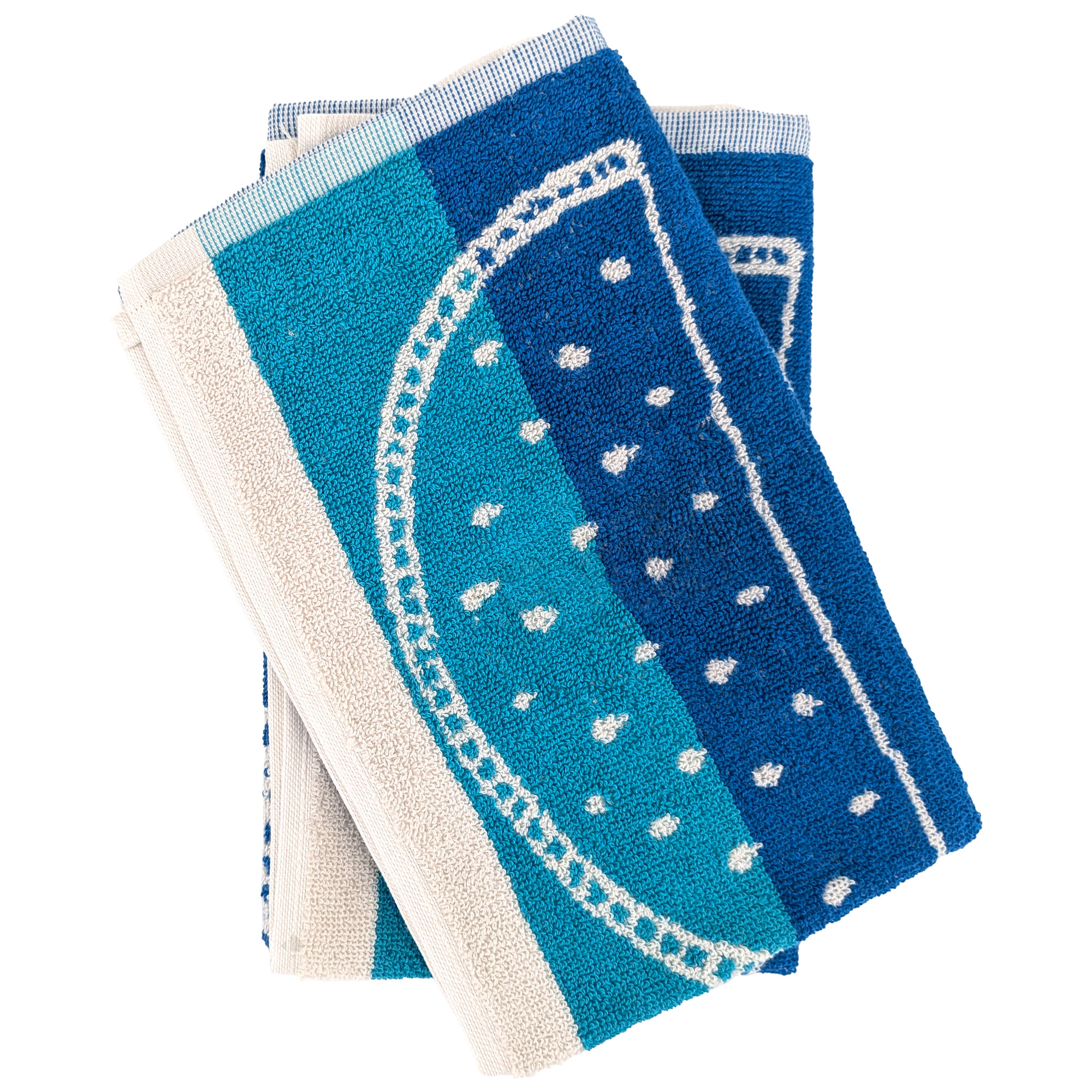 Lot De 2 Torchons De Cuisine Éponge Fruitful 50x50 Cm Bleu