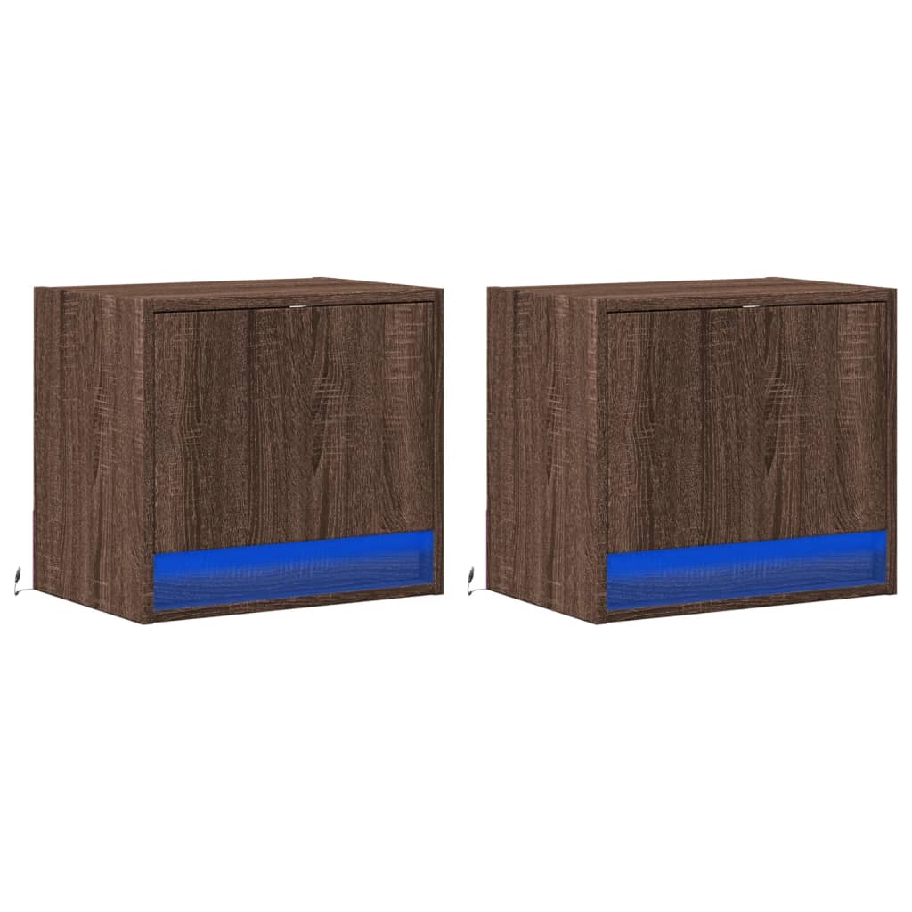Lot De 2 Tables De Chevet Murales 45 X 31 X 40,5 Cm Avec Dec036141
